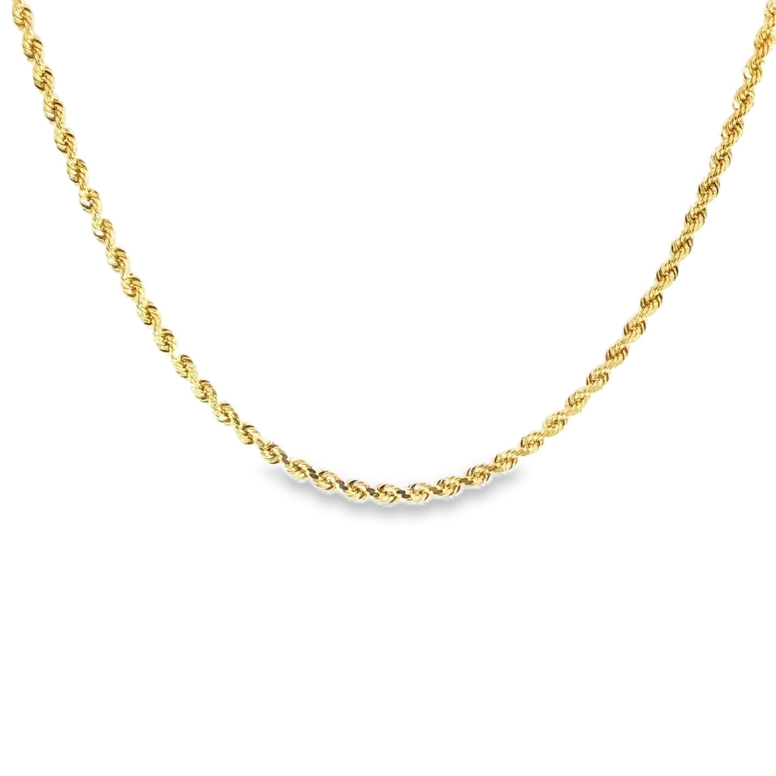 10K Yellow Gold 4MM Diamond-Cut Rope Chain Necklace.