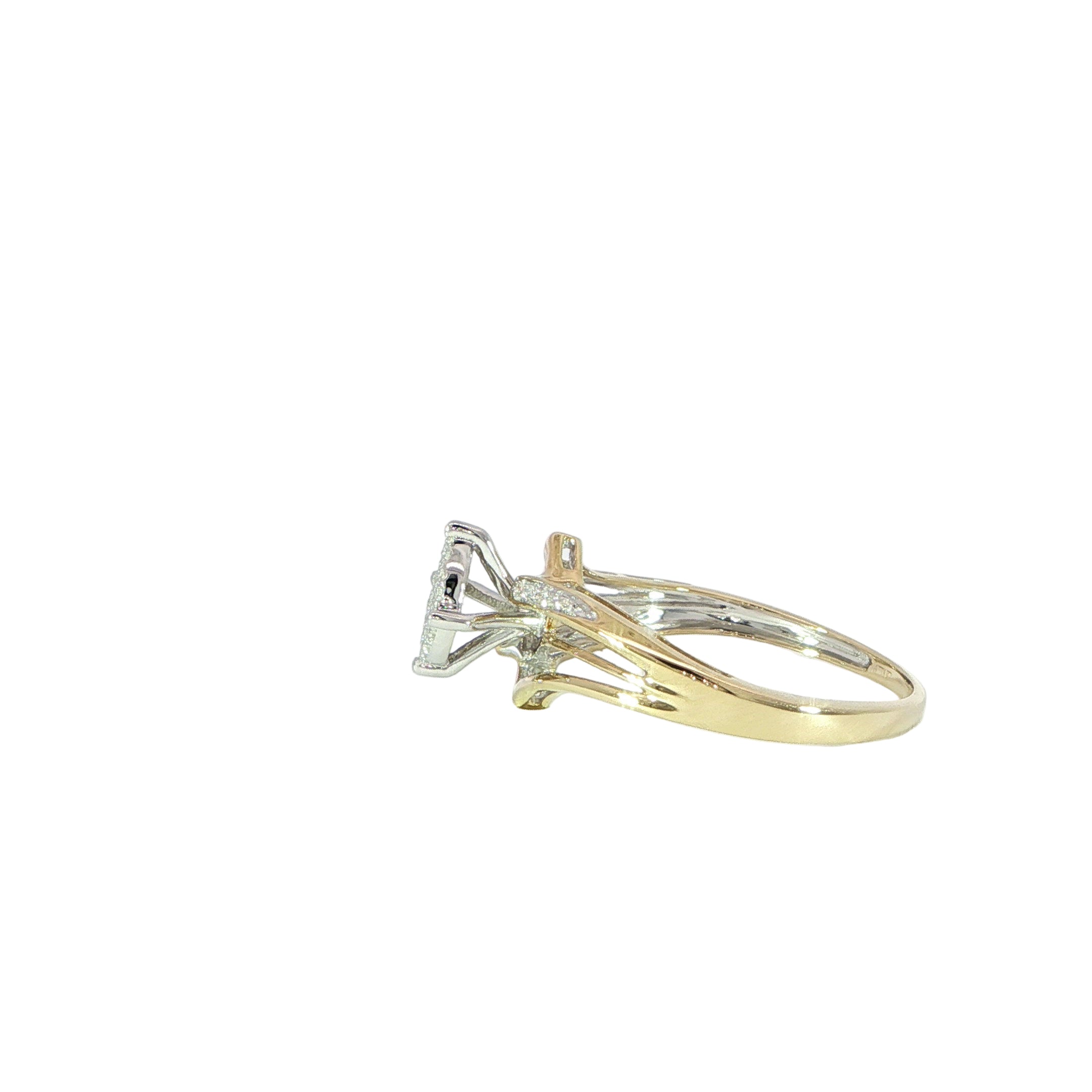 10K Gold Split Band Diamond Ring Side