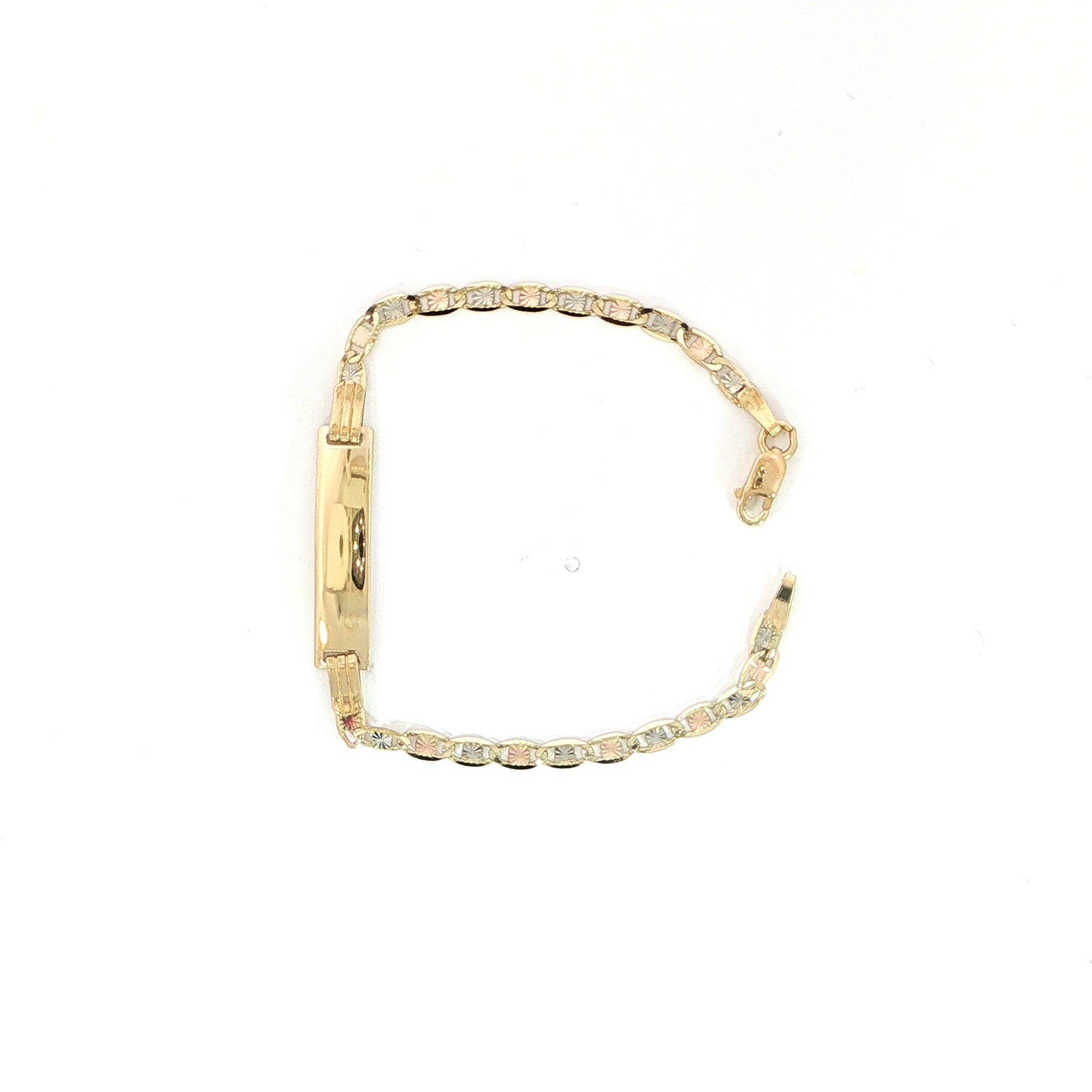 Yellow gold ID bracelet with textured Mariner links