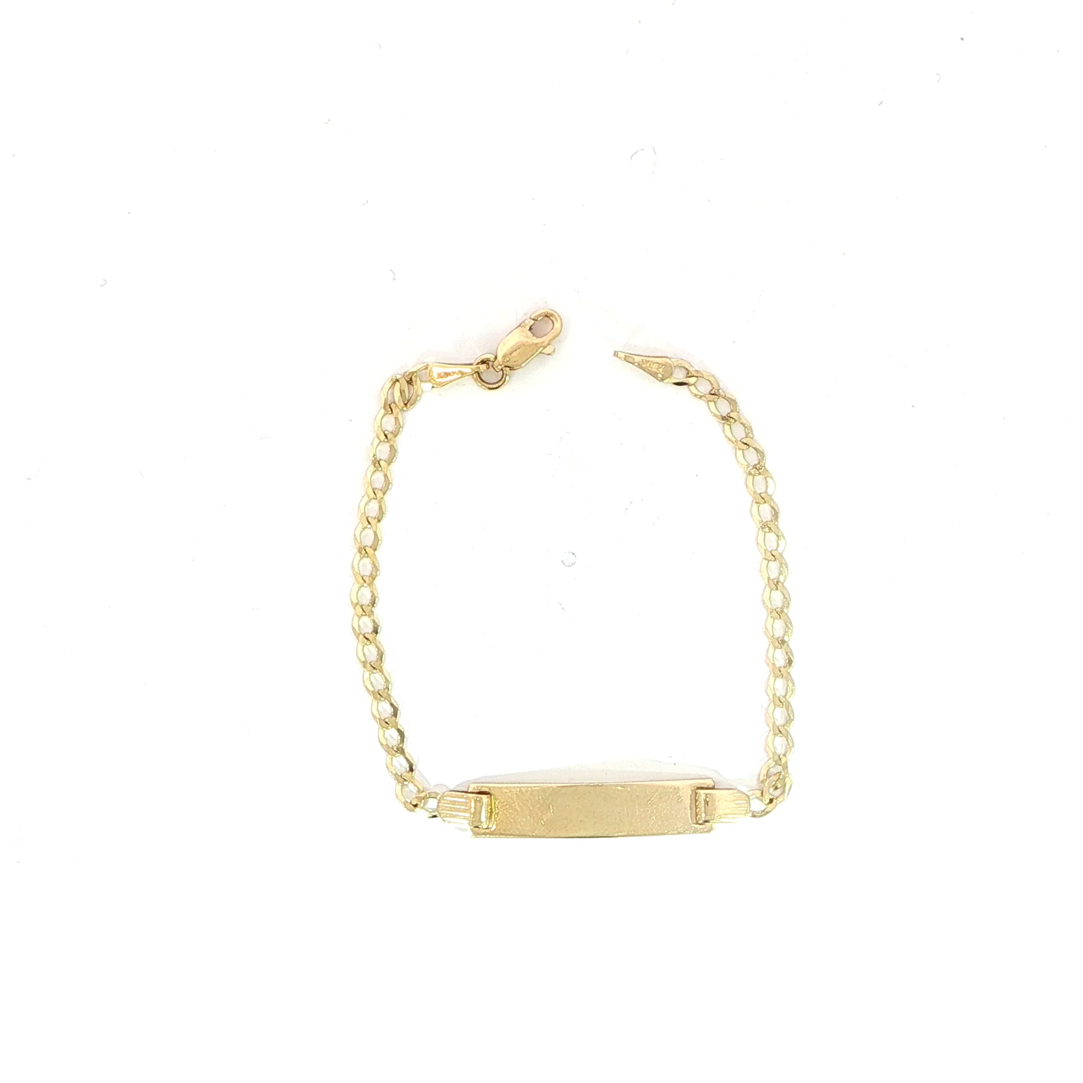 10K yellow gold ID bar bracelet with curb chain 5.5MM