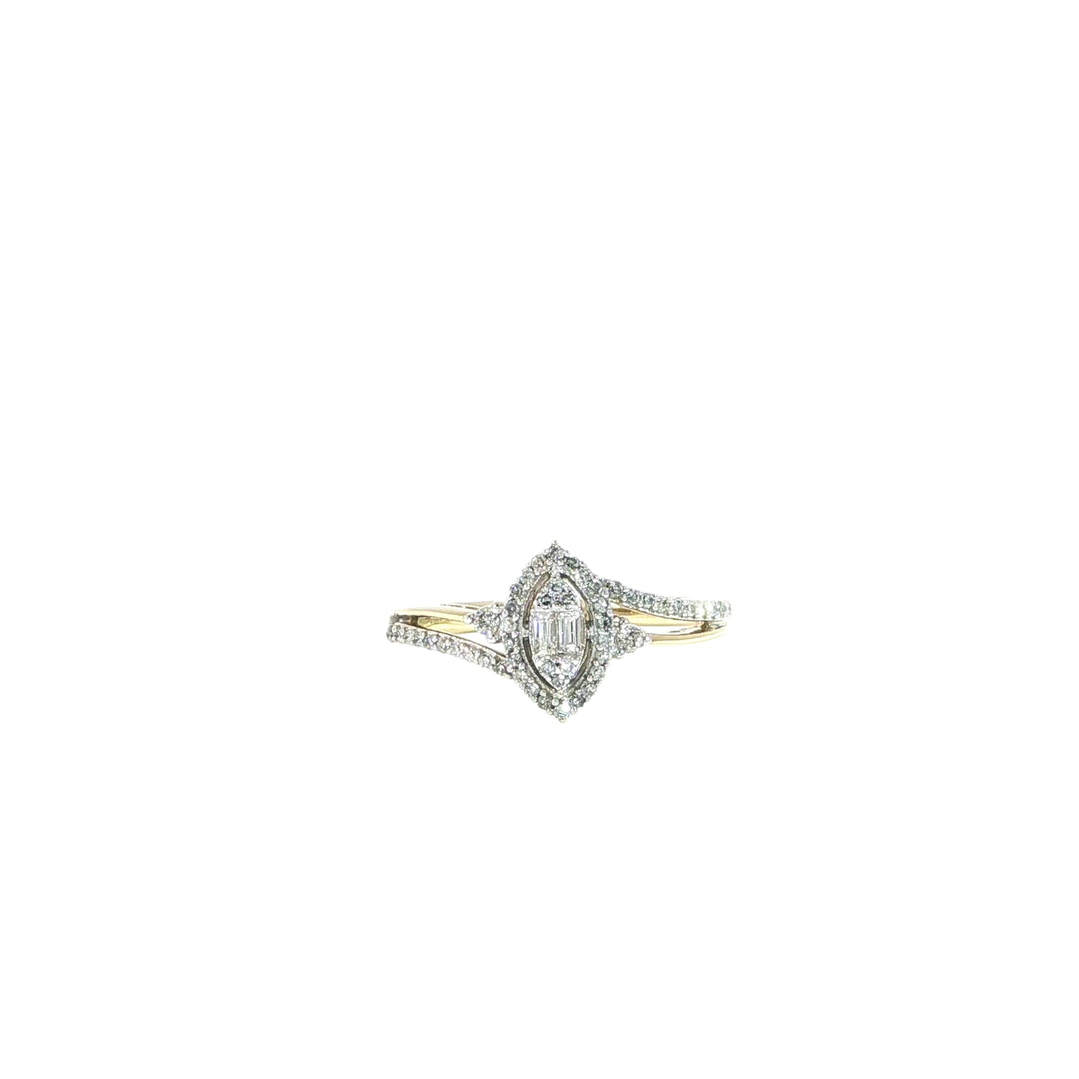 10k yellow gold marquise diamond halo split shank ring