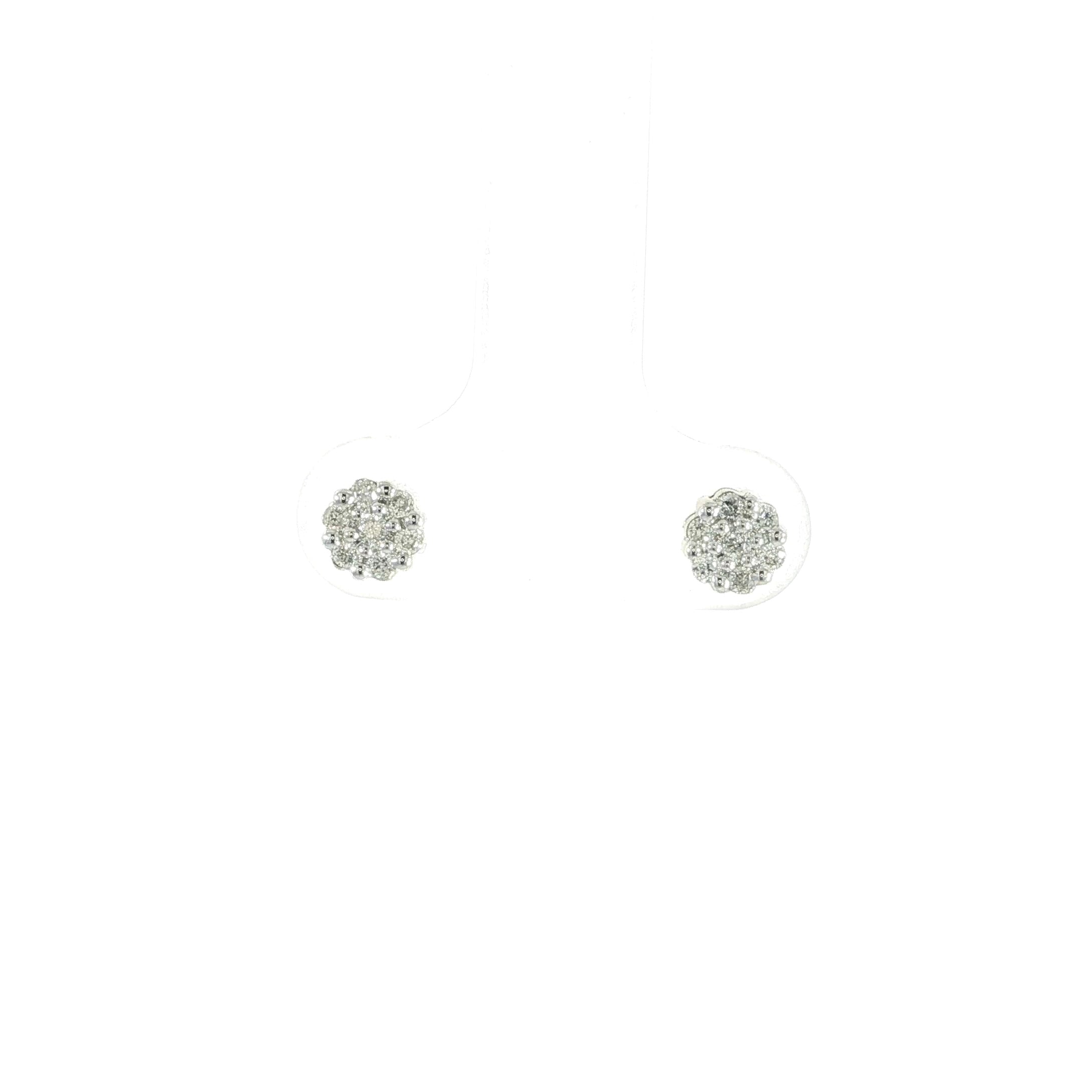 10K yellow gold natural diamond cluster screw back earrings with 0.12 CTW SI diamonds