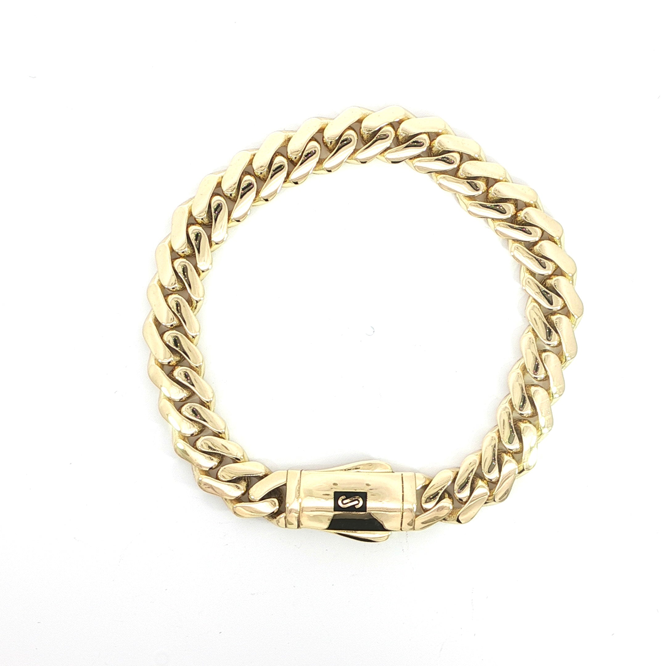 10K Yellow Gold Polished Miami Cuban Bracelet 9MM