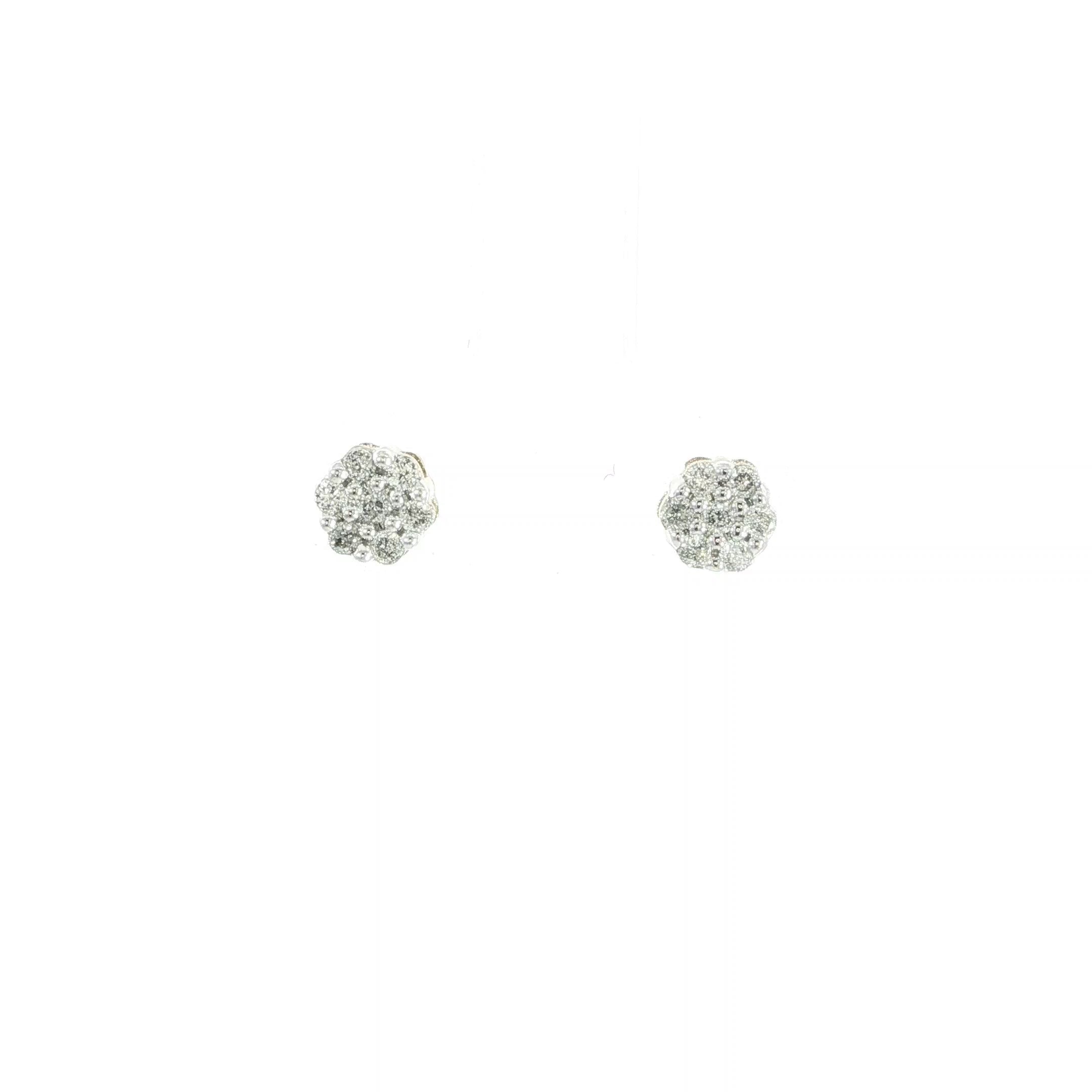 10K yellow gold round diamond cluster stud earrings with 0.26 CTW natural diamonds