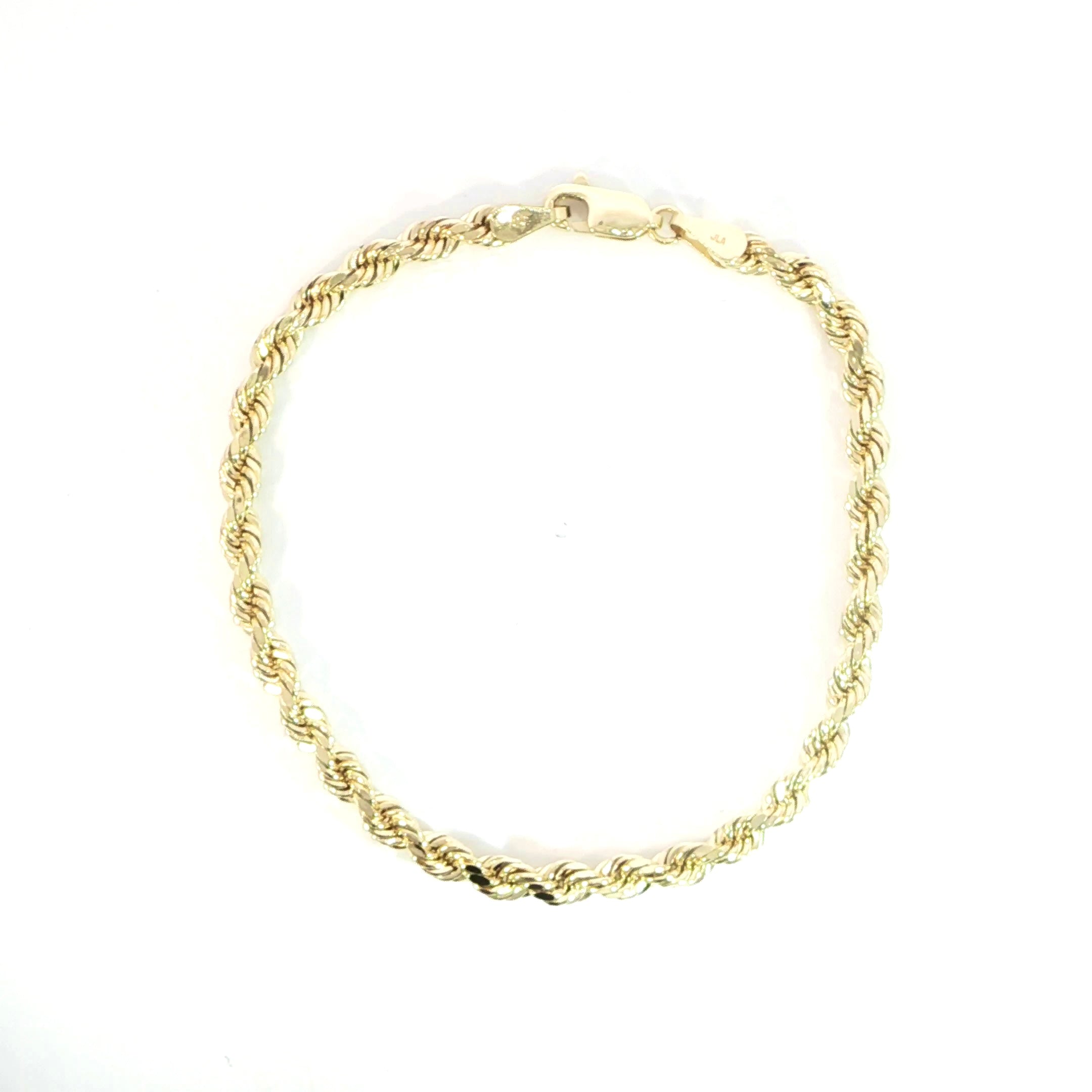 10K yellow gold semi-solid rope bracelet 4MM