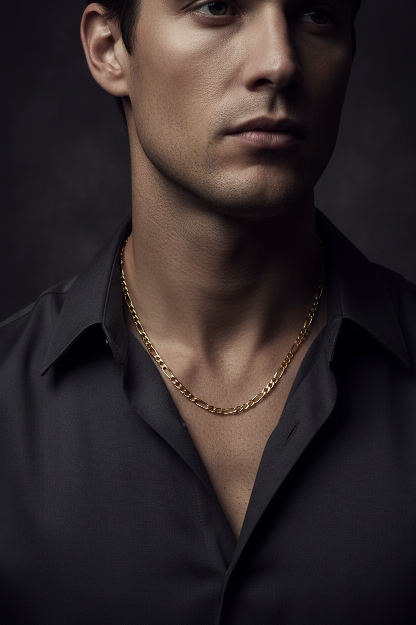 10K Yellow Gold Solid Polished Figaro Chain 6MM