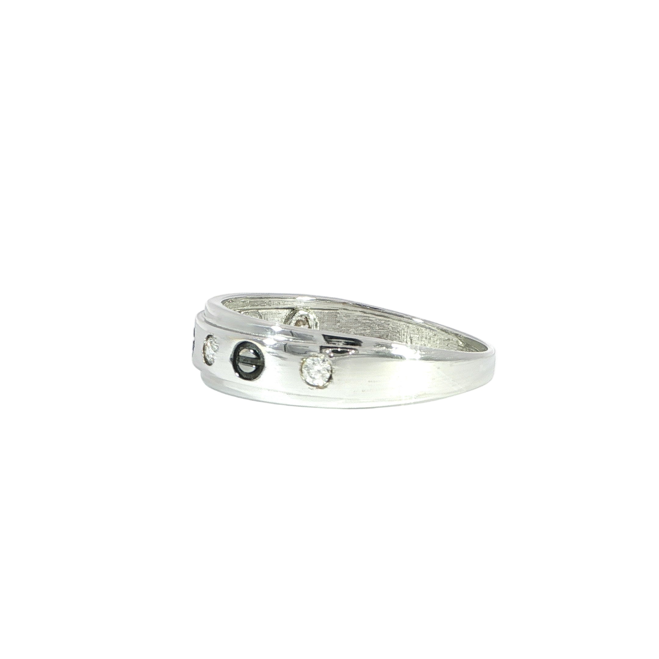 14K White Gold Diamond Band- 1