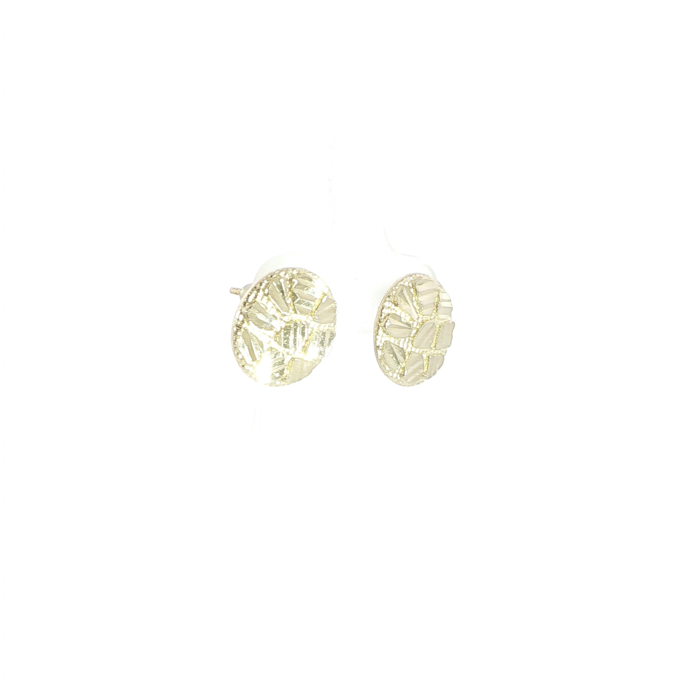 14K Yellow Gold Round Nugget Earrings