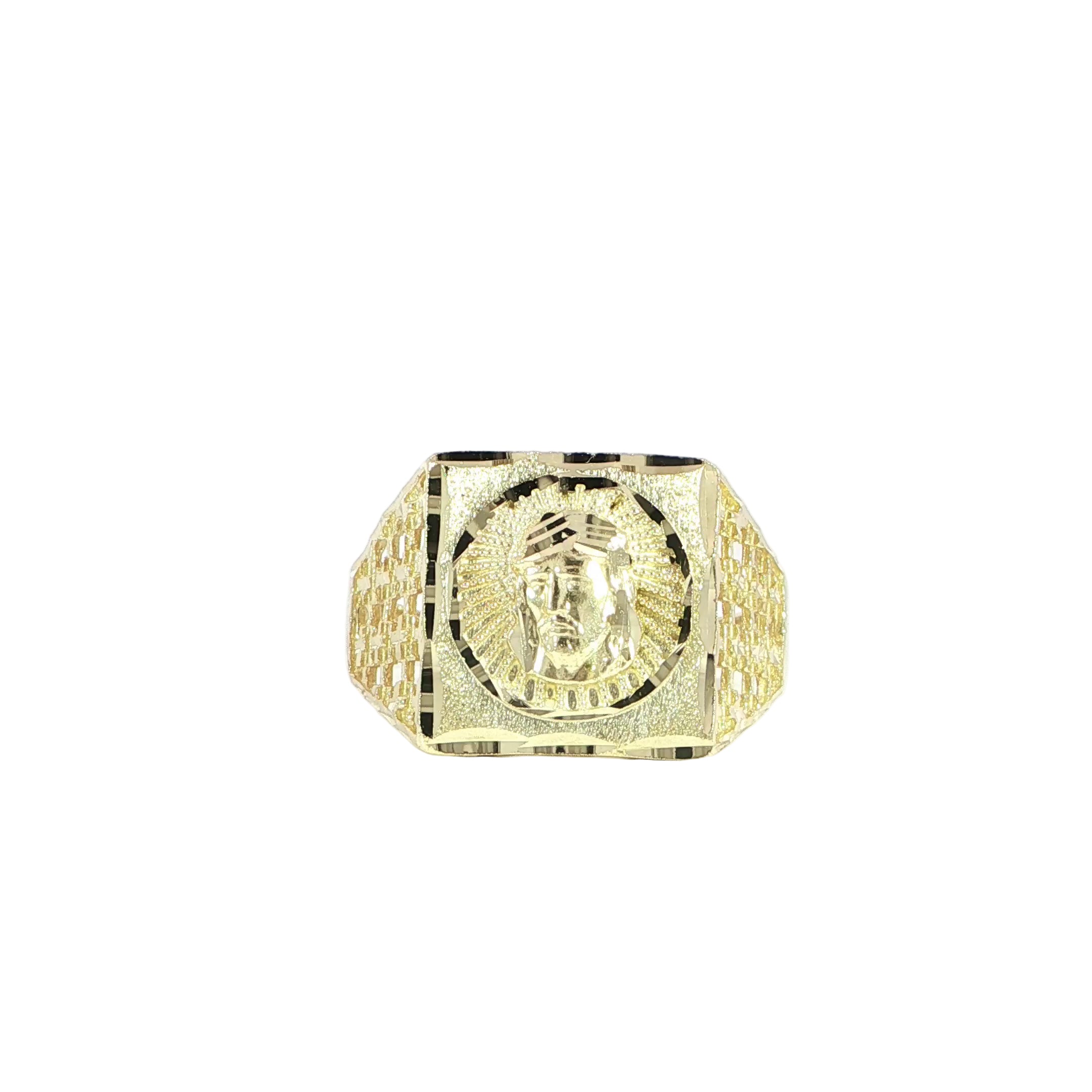 10K Gold Jesus Ring – 15mm
