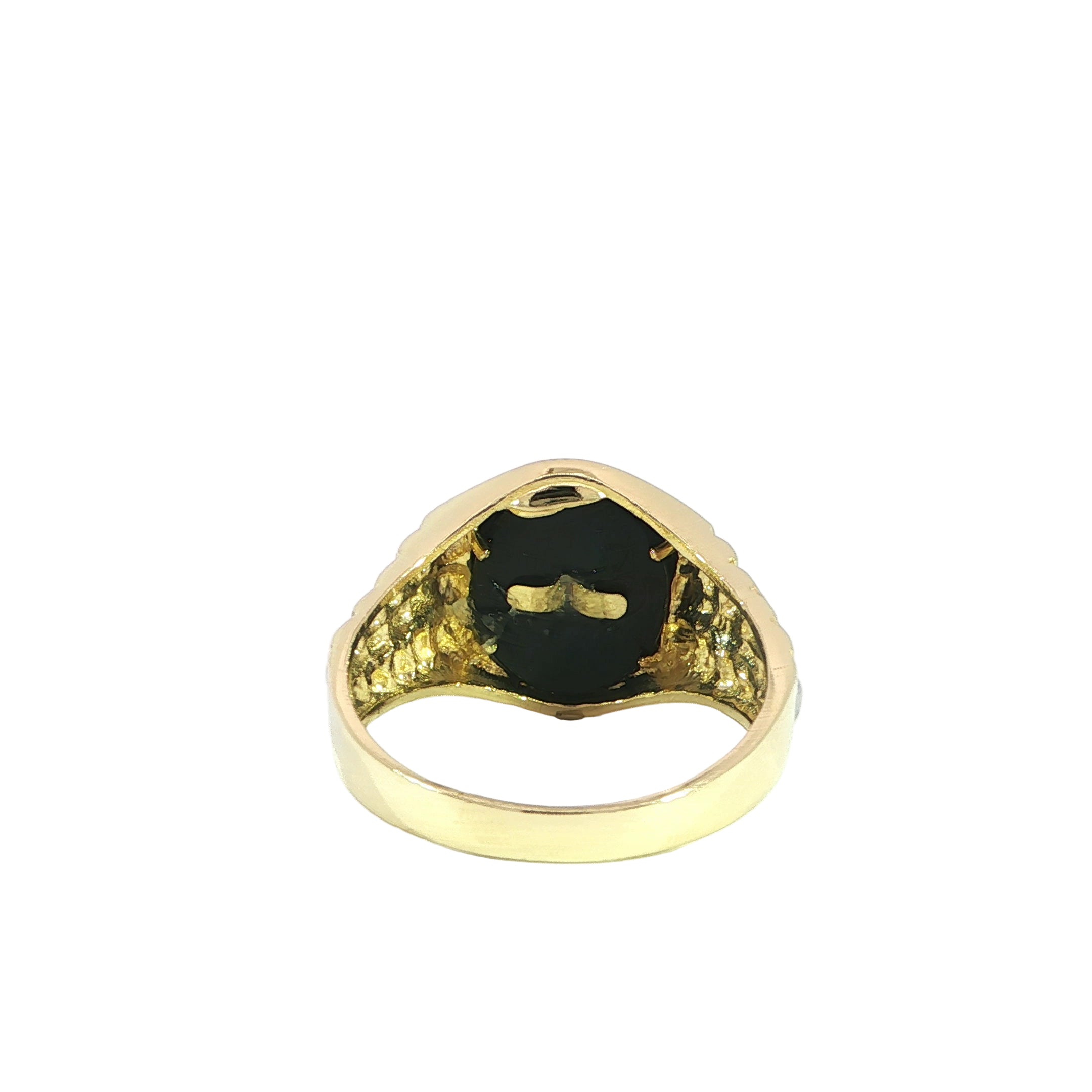 14K Two-Tone Yellow Gold Onyx Ring – 15mm Top Width