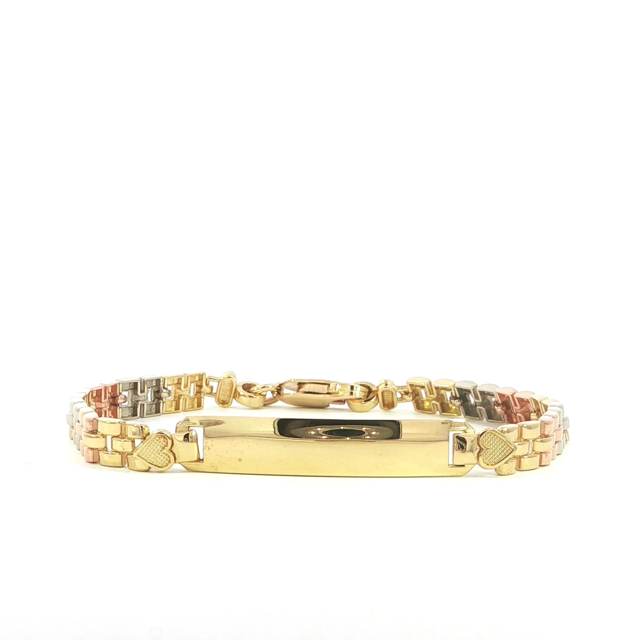 14K Solid 3-Color Gold ID Bracelet - 5MM