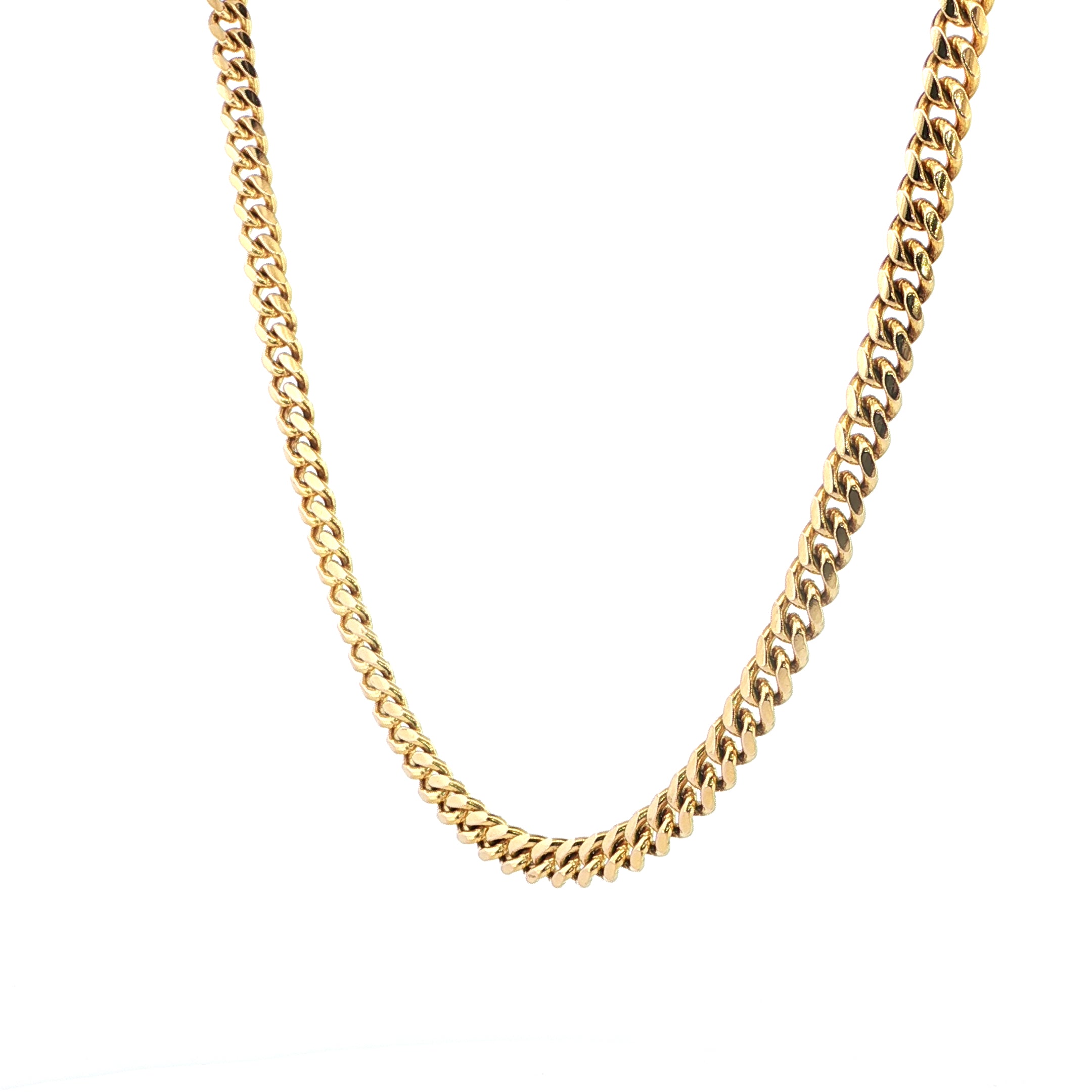 14K Yellow Gold Solid Miami Cuban Chain, 7mm