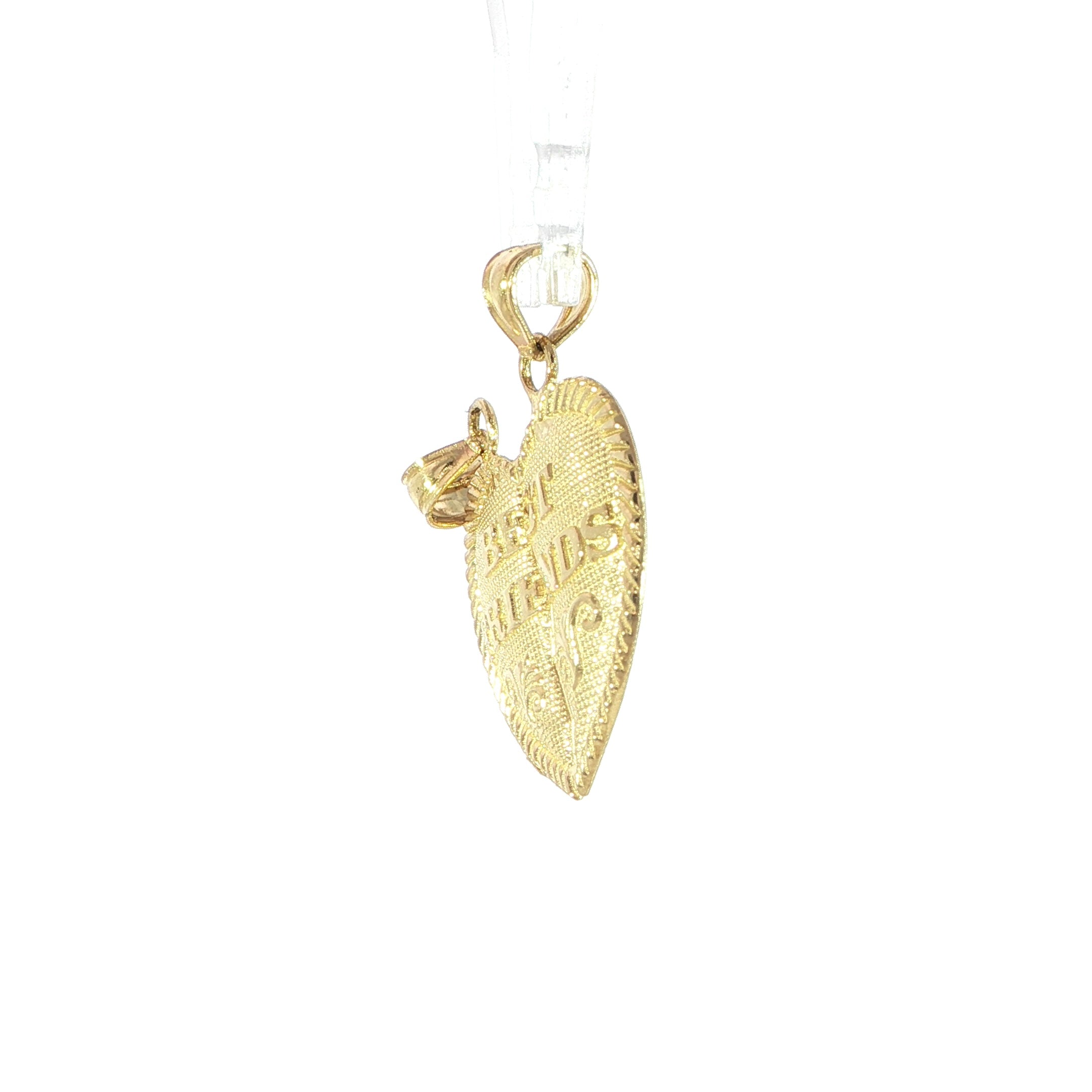 Detailed texture on 14K gold friendship heart charm
