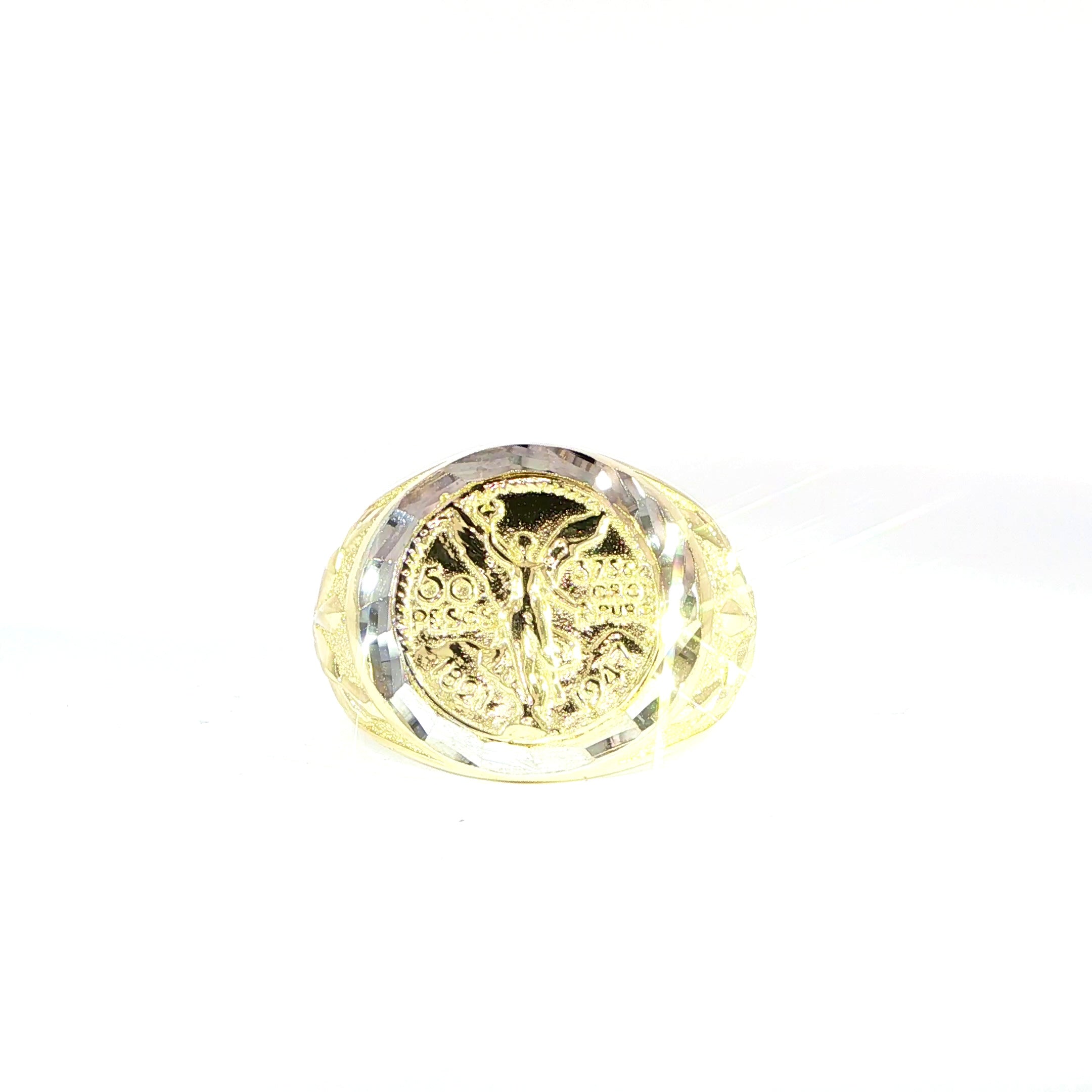 14K gold Centenario-inspired signet ring