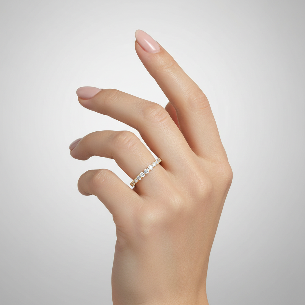 14K gold classic diamond wedding band with 0.55 CTW lab grown diamonds