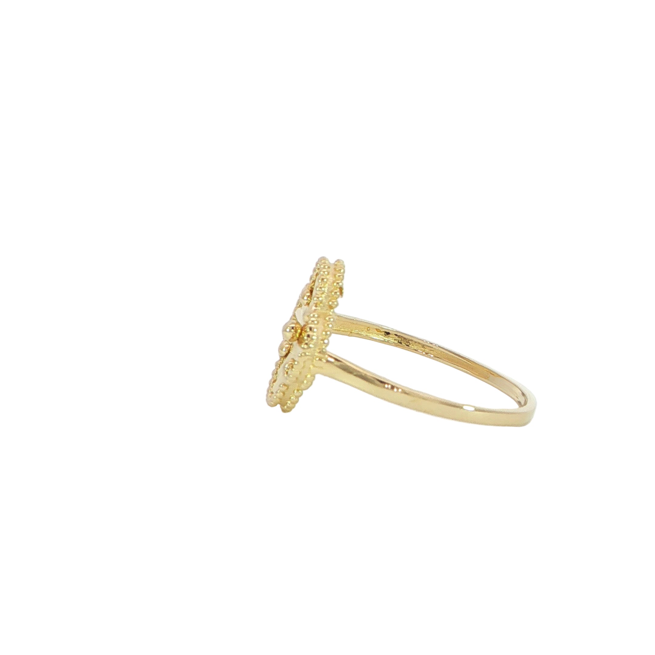 14K gold diamond cut clover side profile