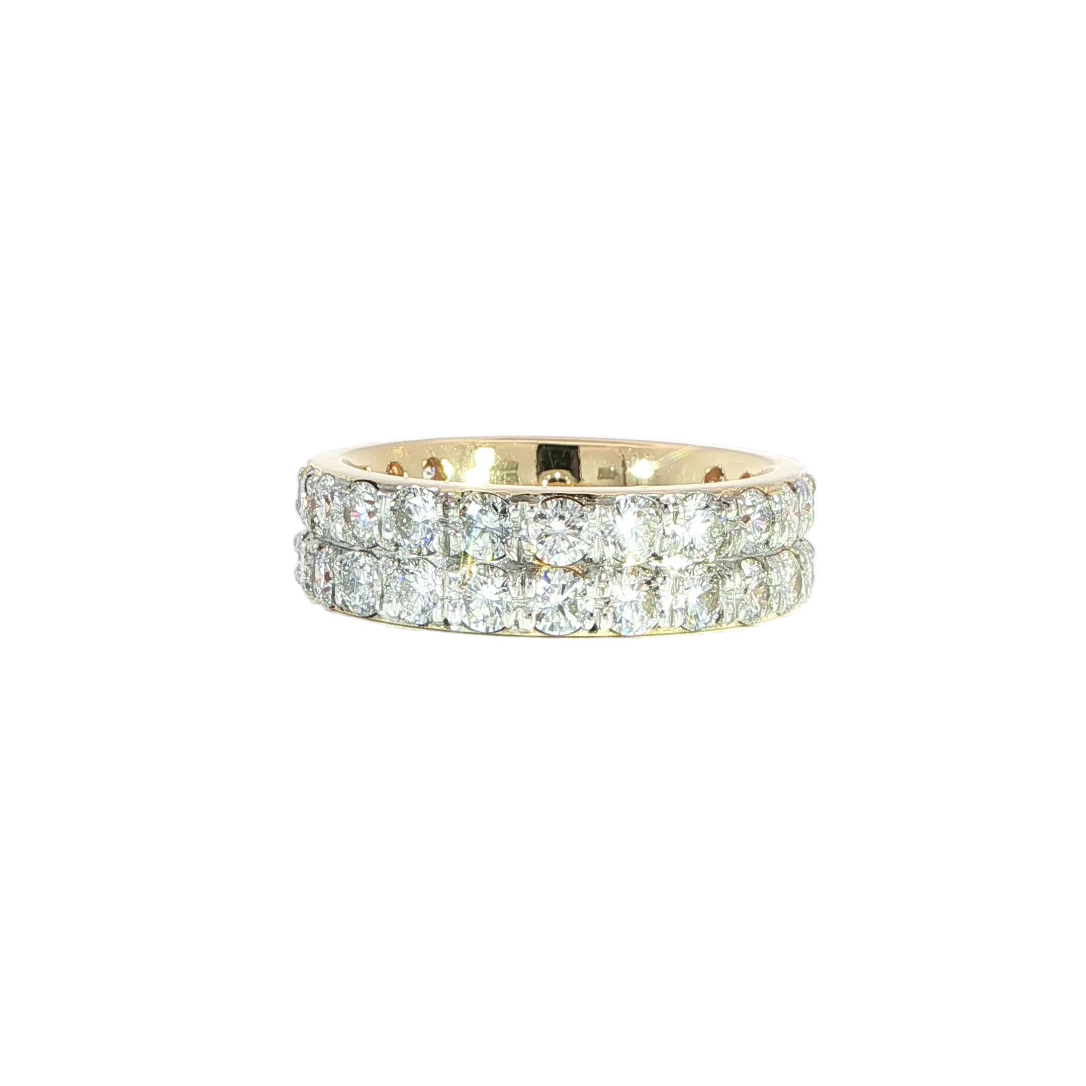 14K gold eternity ring with double rows of diamonds