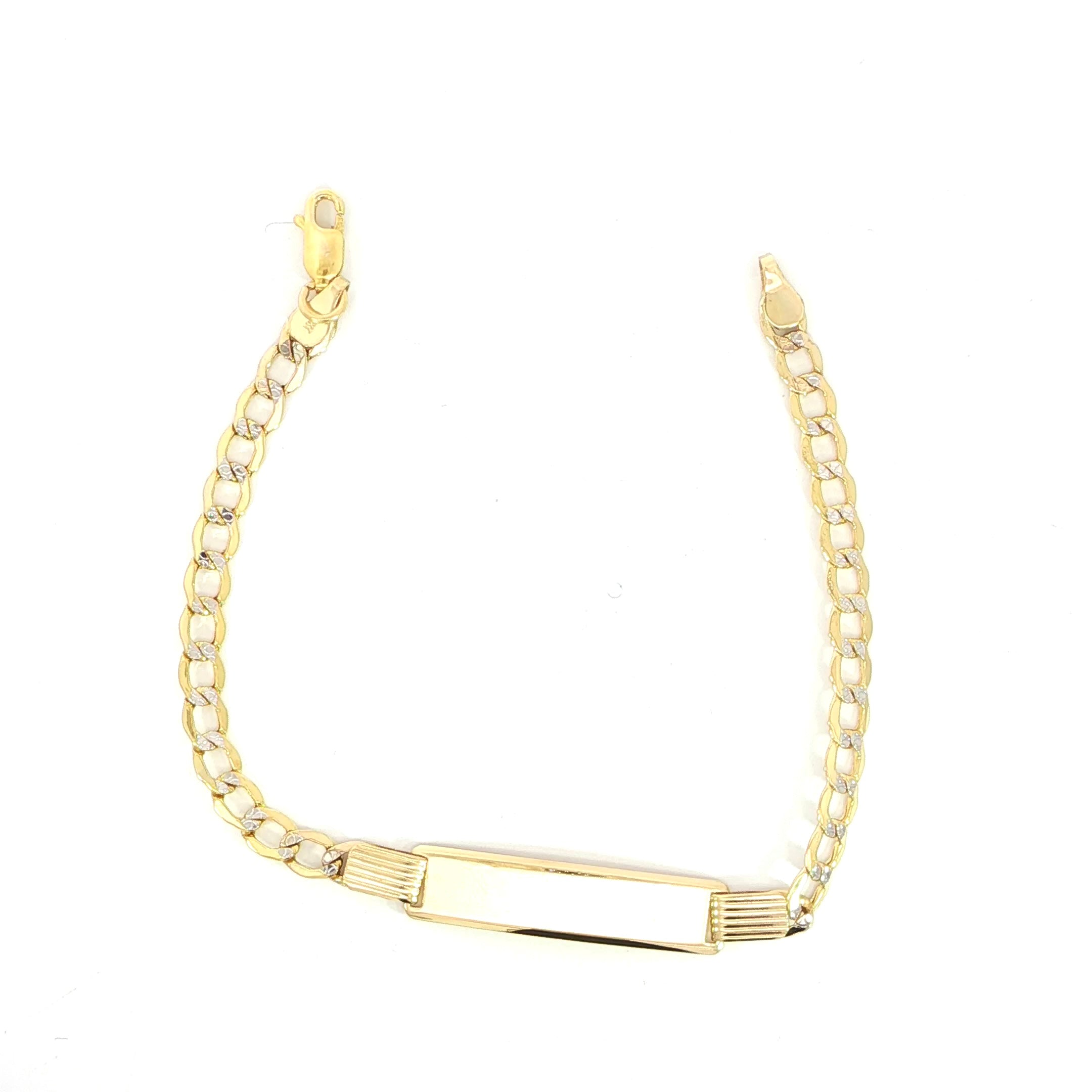 Personalized 14K gold ID bracelet with diamond-cut curb links