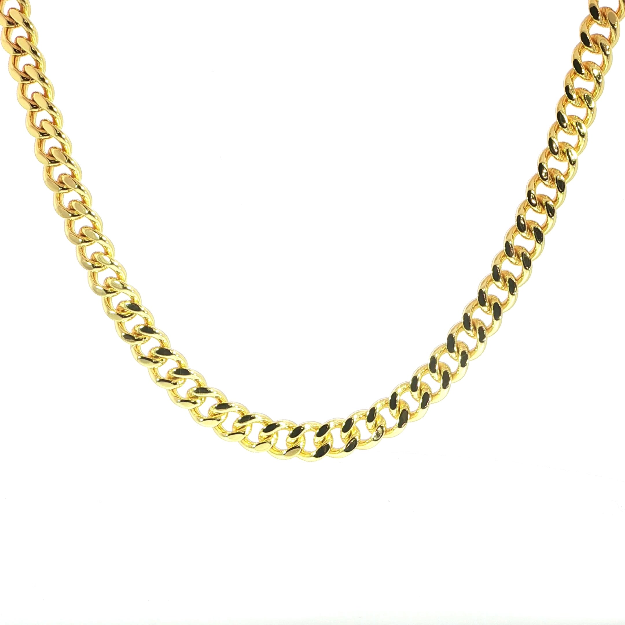 14K Gold Plated 925 Sterling Silver 9MM Miami Cuban Chain with VVS Moissanite Box Clasp