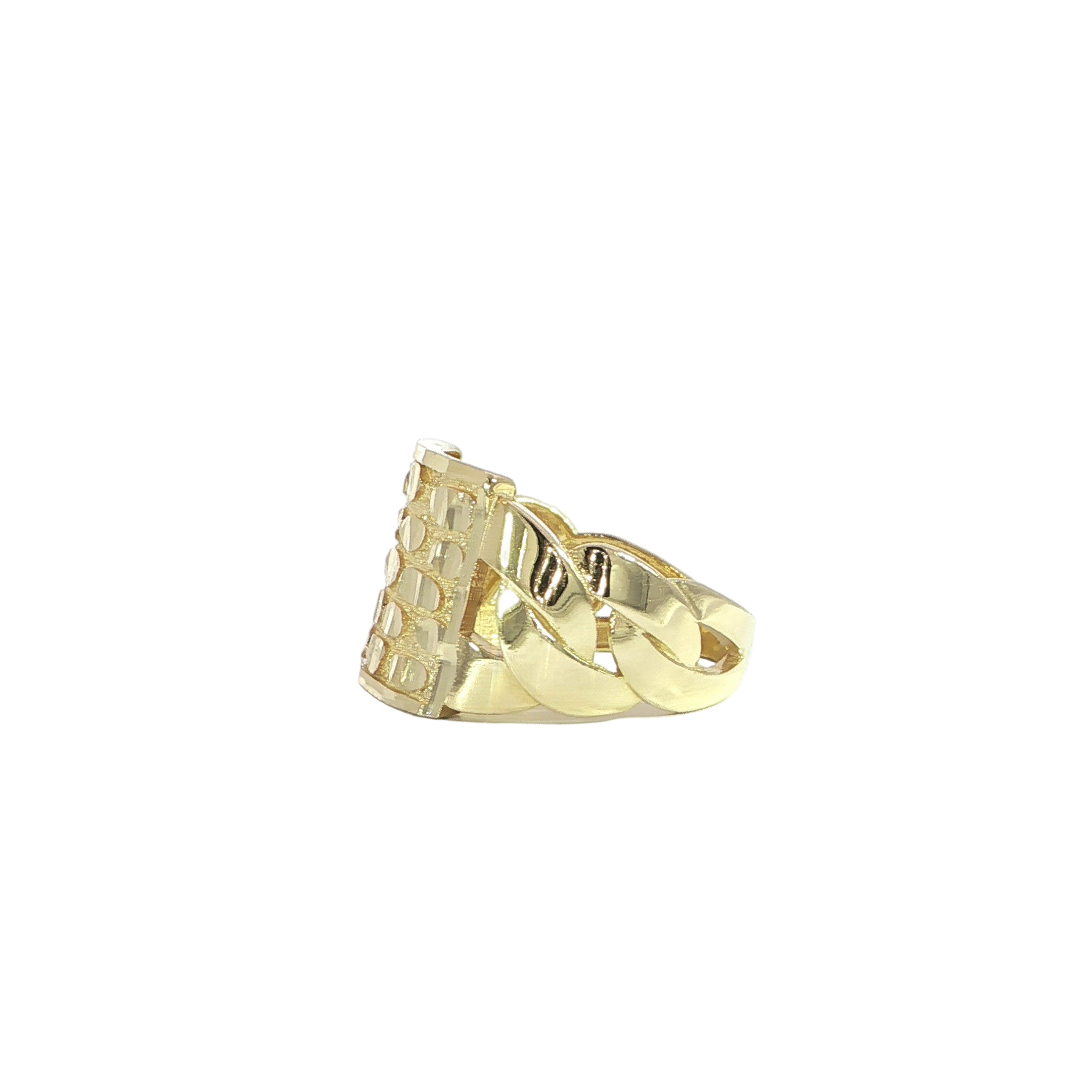 Luxury statement nugget ring in 14K gold side