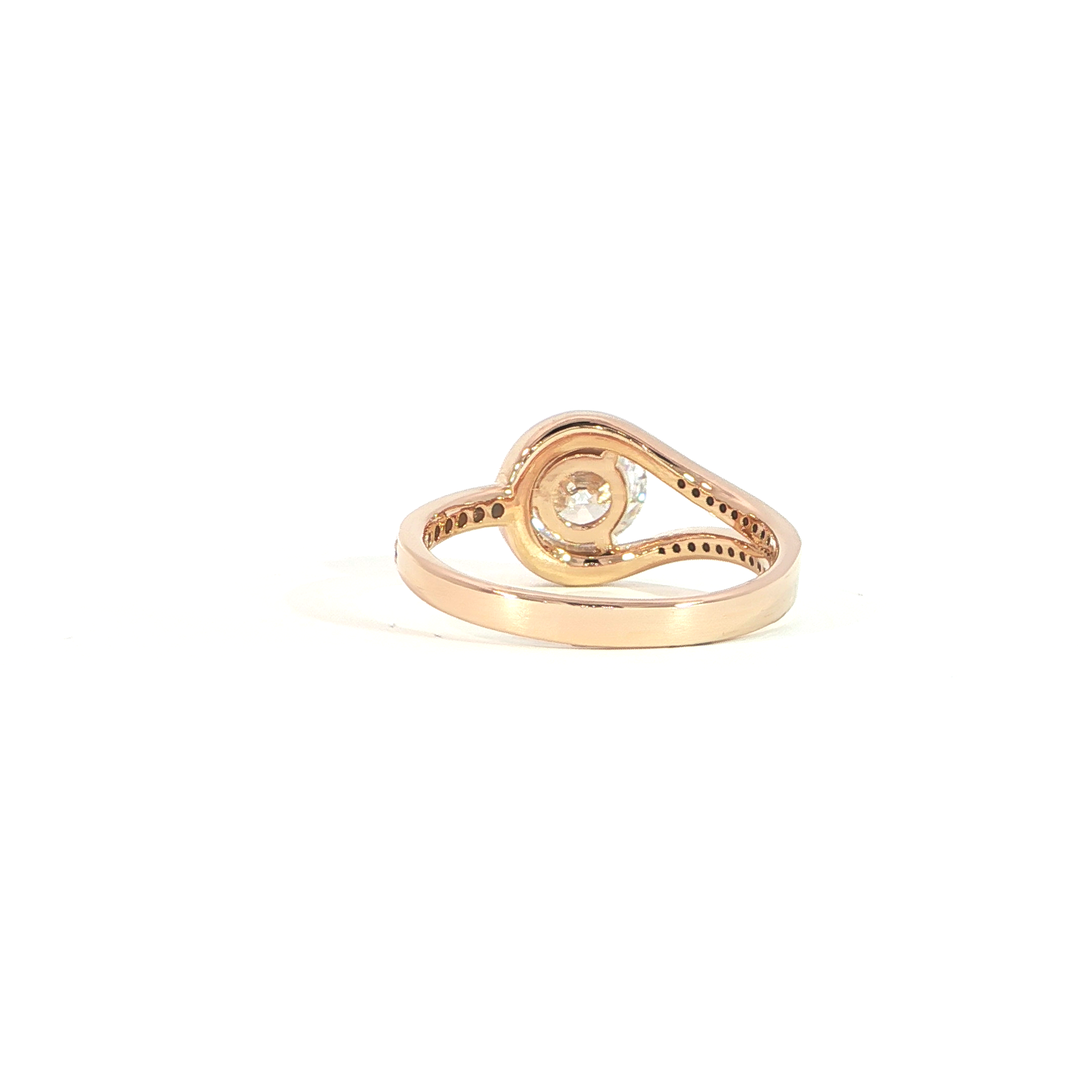 14k rose gold engagement ring modern bypass style back view