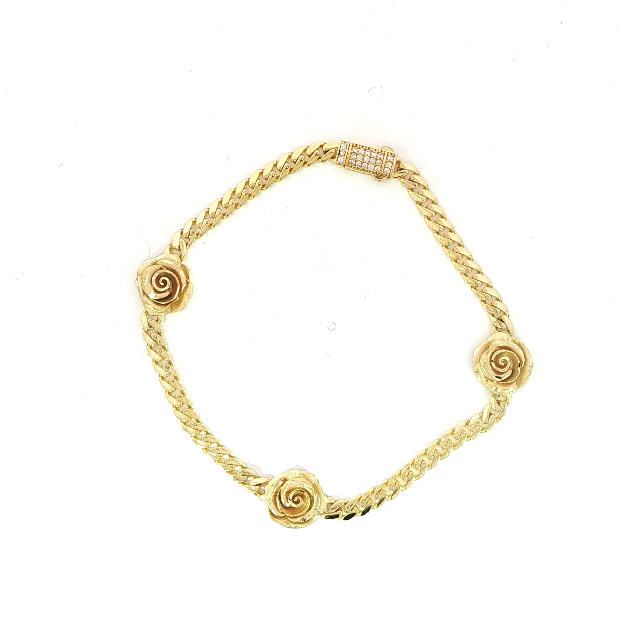 14K yellow gold rose Miami Cuban bracelet for women