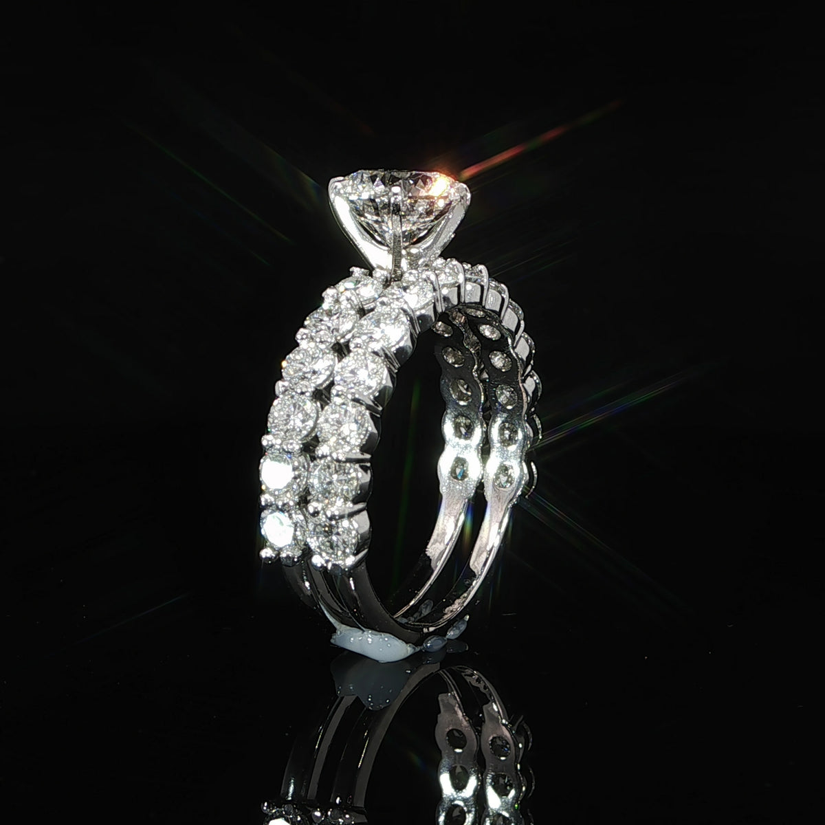 2.04 CT round lab grown diamond bridal set in 14K white gold