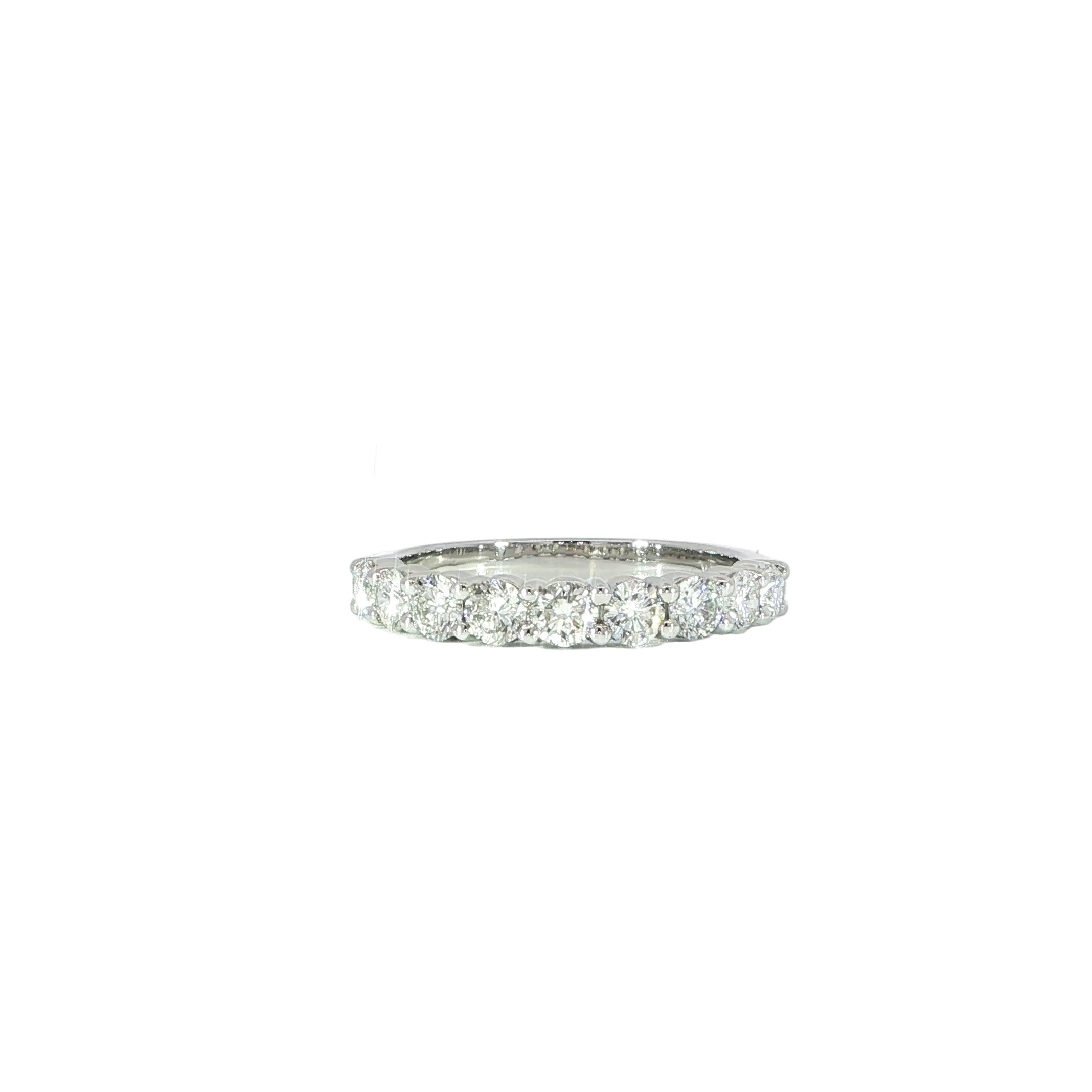 14K gold half eternity band with round lab grown diamonds