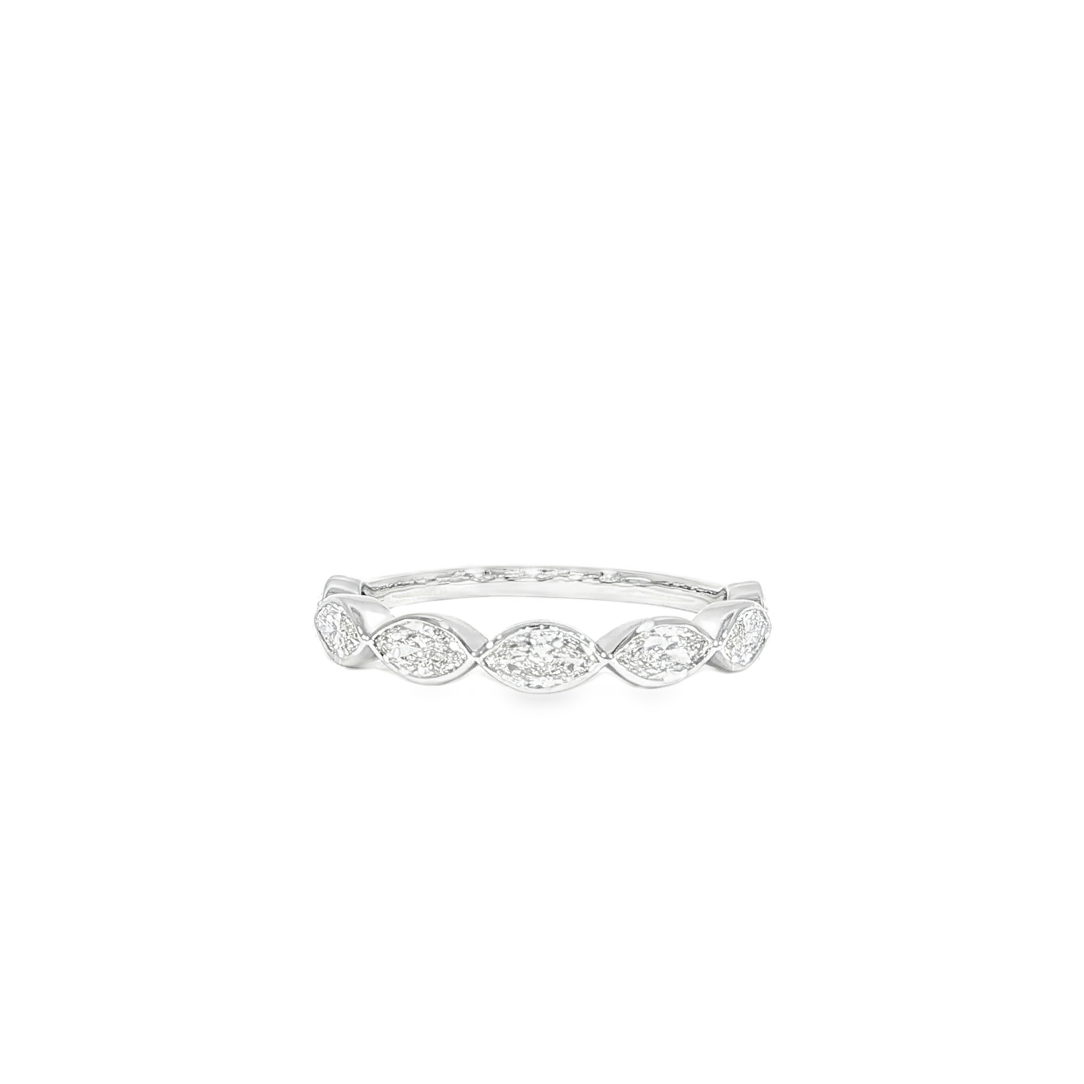 Marquise diamond band in white gold bezel setting