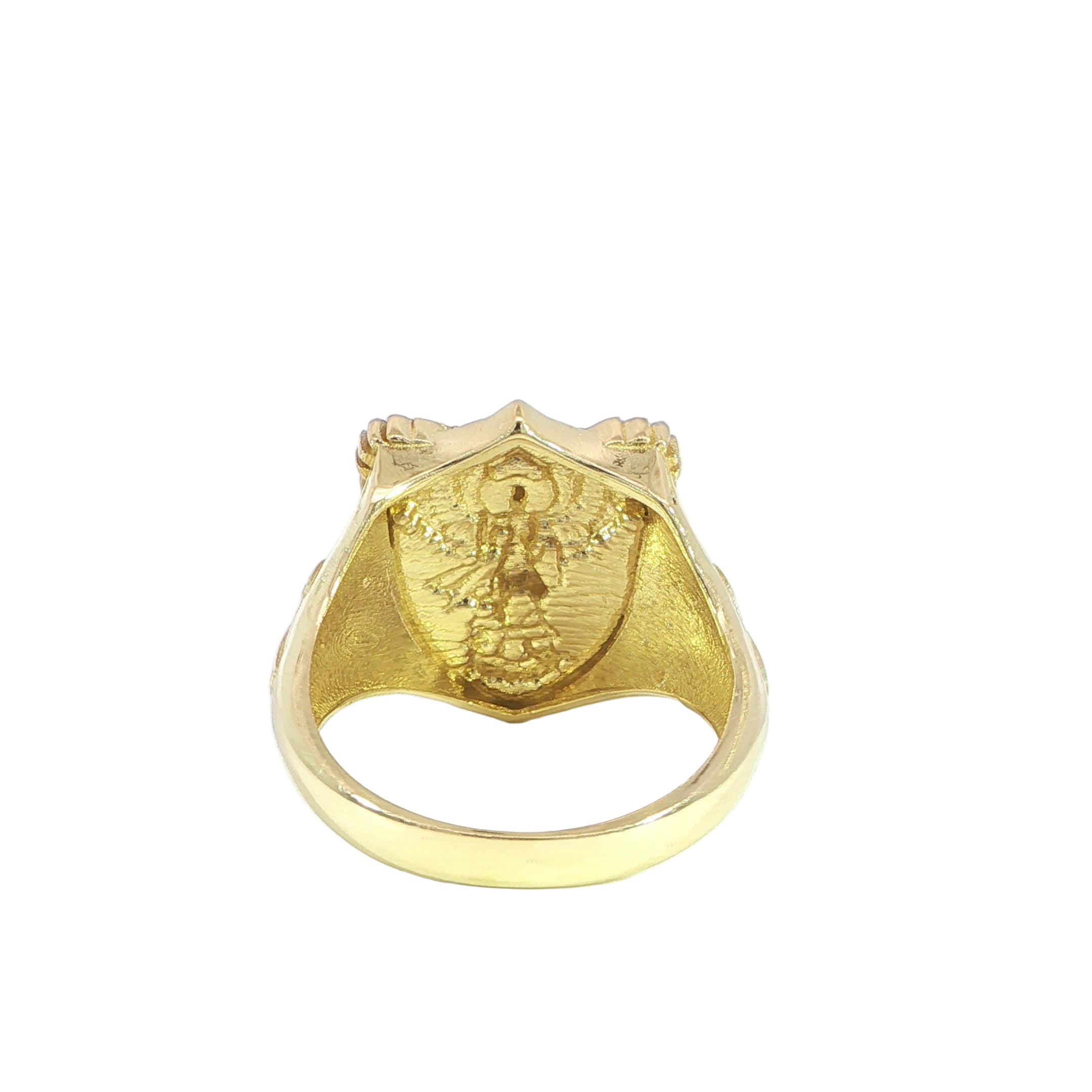 Archangel ring with white gold accents back