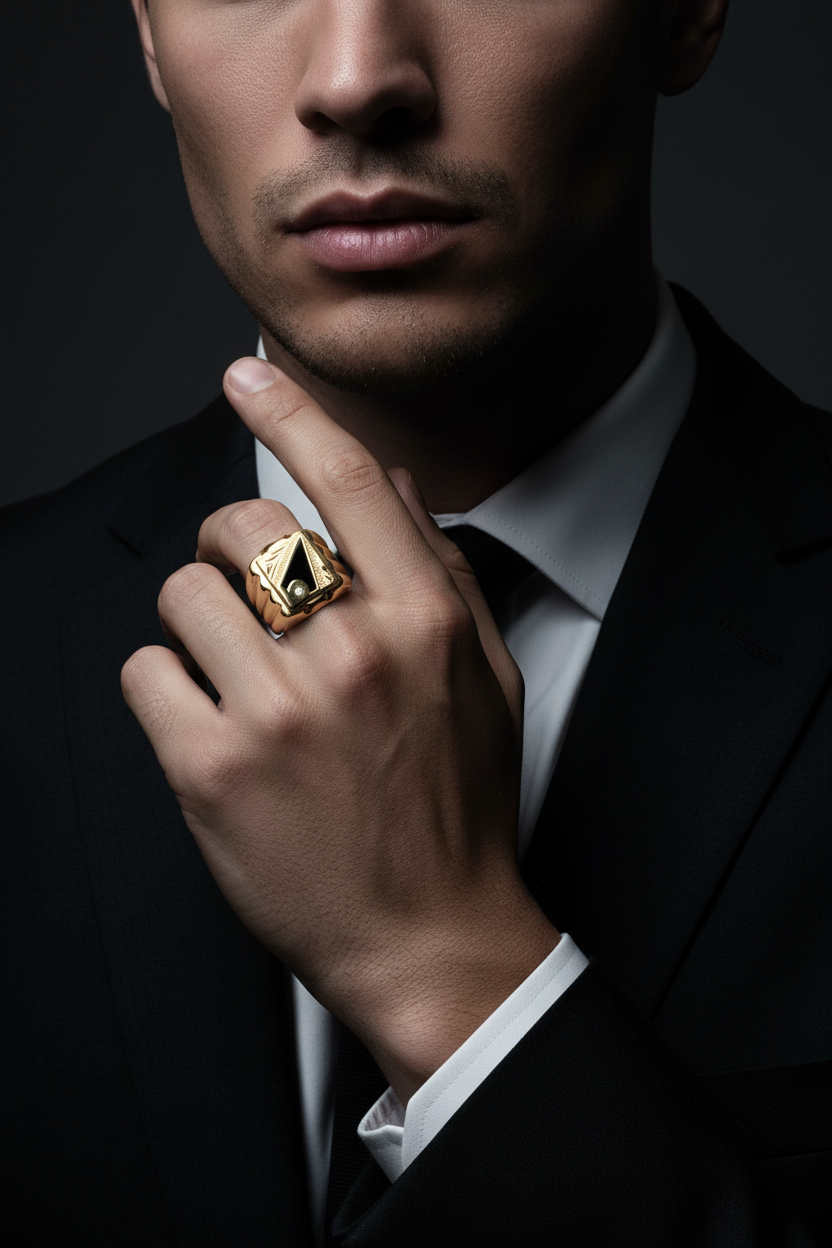 14K yellow gold black onyx signet ring with CZ accent stone