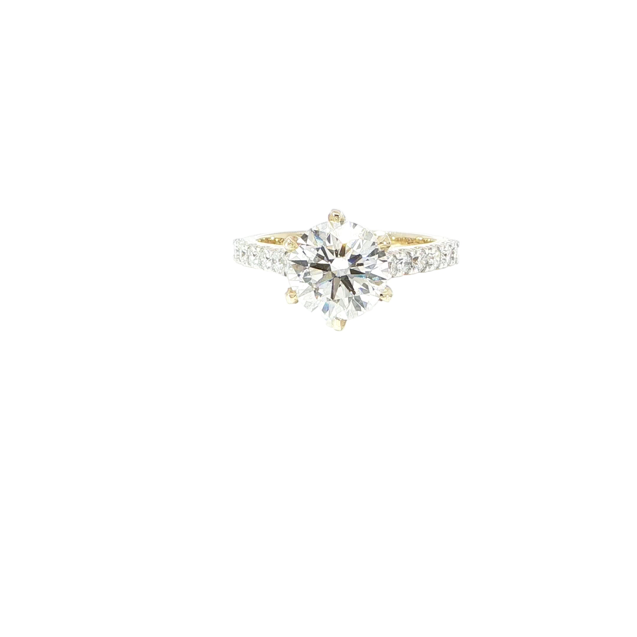 14K Yellow Gold Cathedral Set Engagement Ring