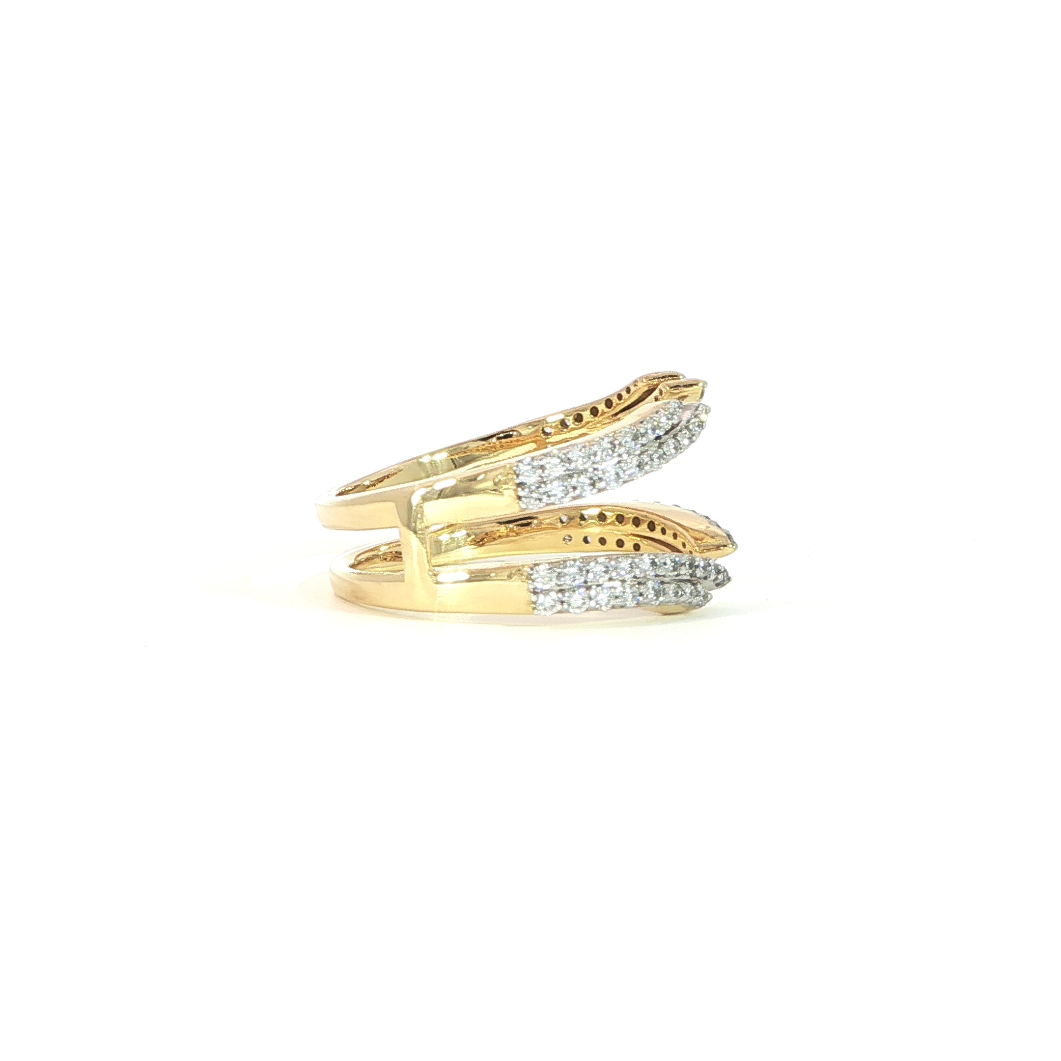 Unique open diamond enhancer ring in 14K yellow gold for engagement ring