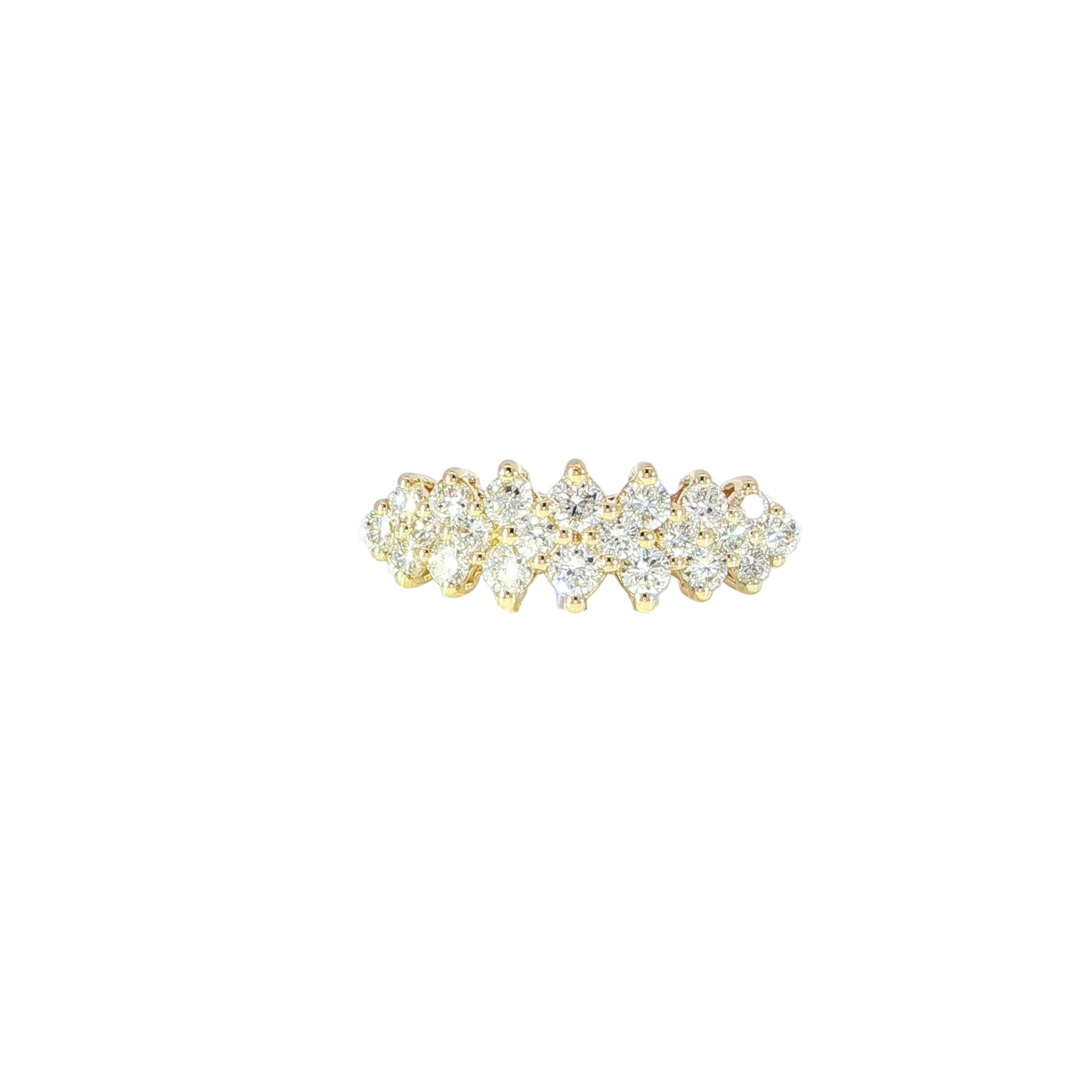 14K yellow gold multi-row diamond anniversary band