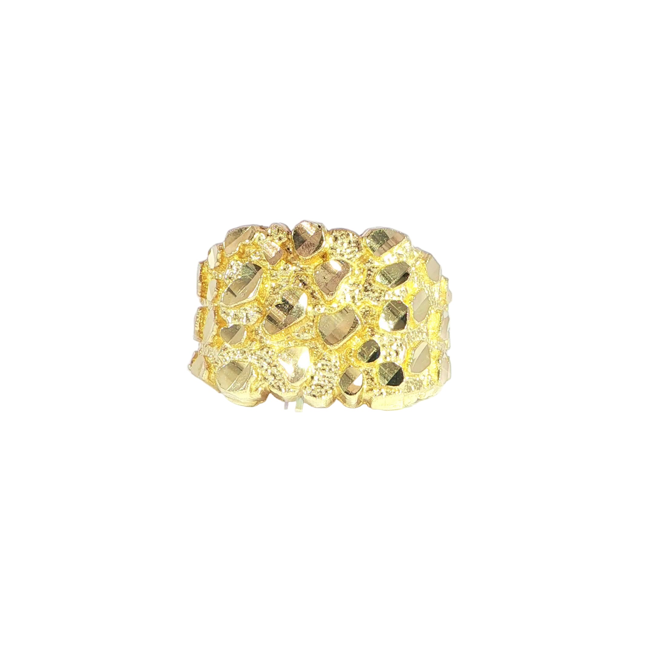 14K Yellow Gold Nugget Ring 14MM