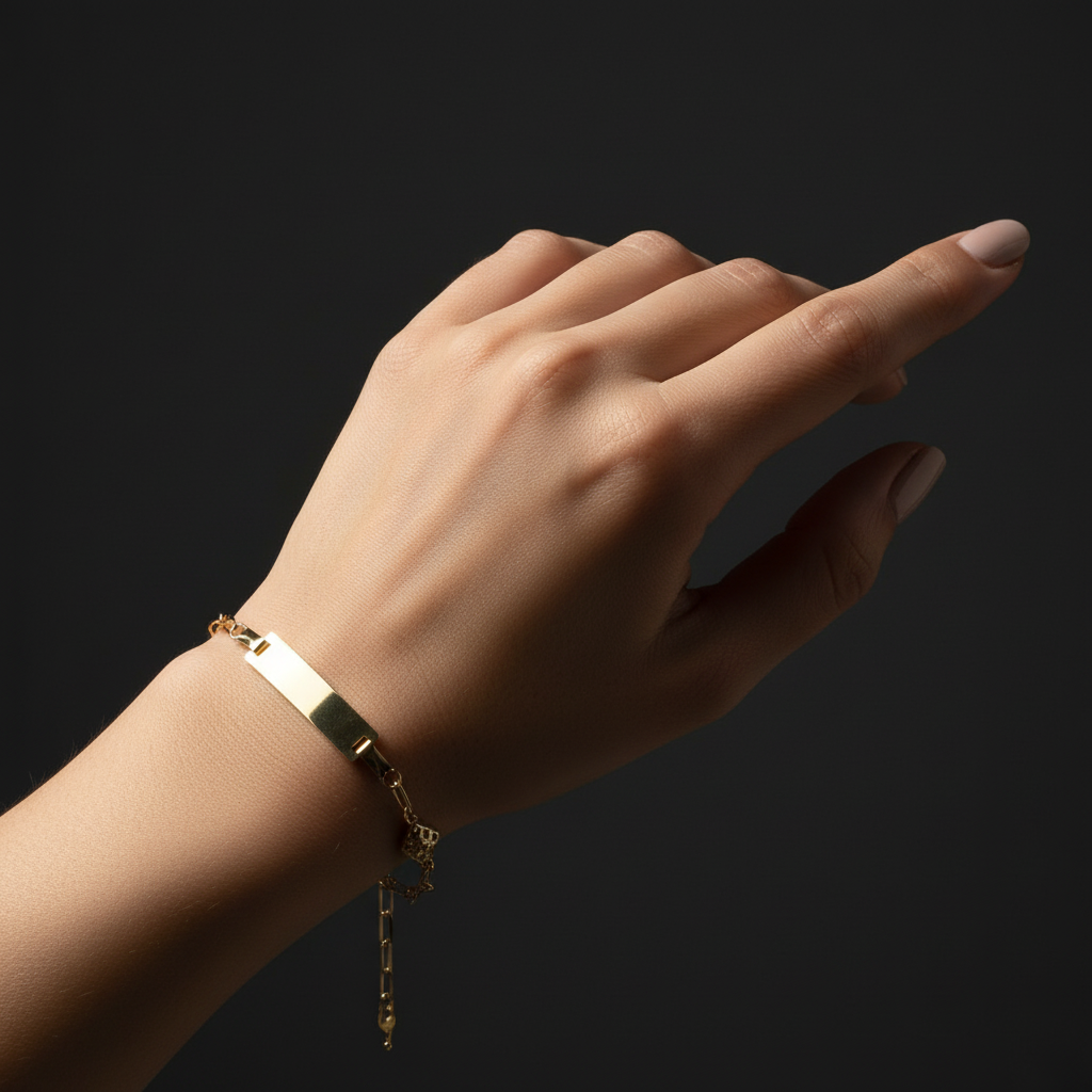 14K yellow gold paperclip link engravable ID bracelet