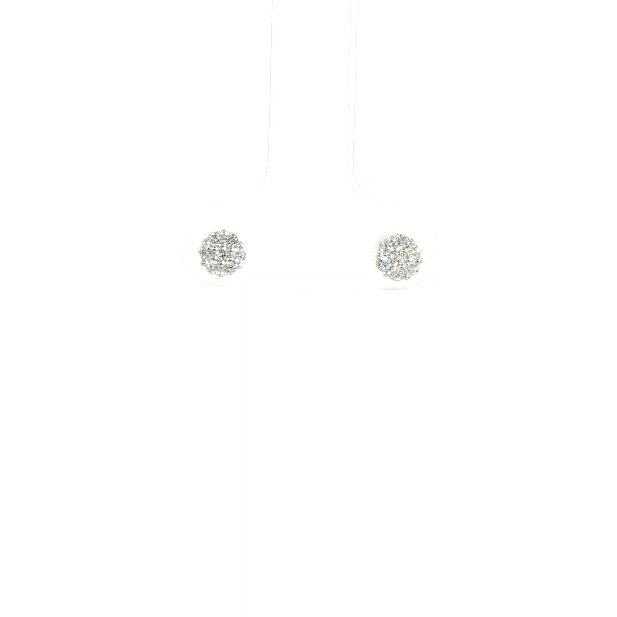 Natural SI diamond round cluster stud earrings in solid 14K yellow gold