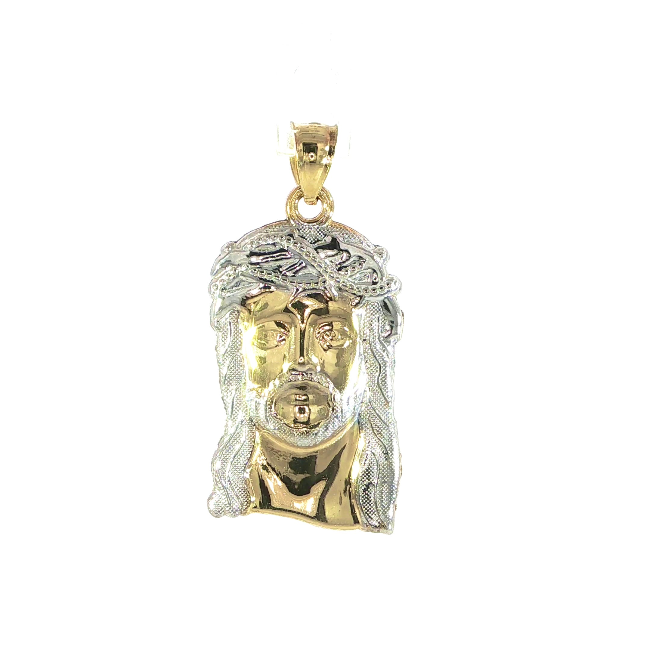 14K Yellow Gold Two-Tone Jesus Piece Pendant 24 x 15 MM
