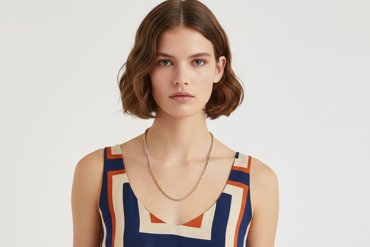 14K Gold Tri-Colo Solid Milano Necklace - 3.2MM