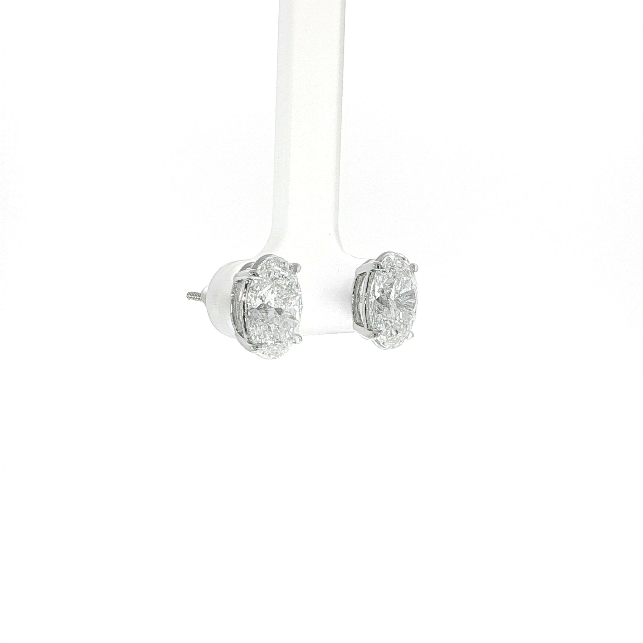 14K Gold Oval Diamond Earrings - 4CTW