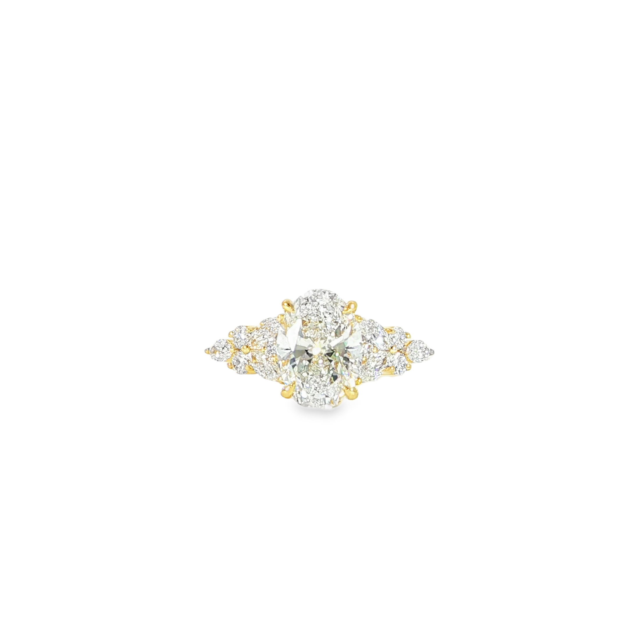 Oval cut diamond engagement ring lab grown 2ct center close up