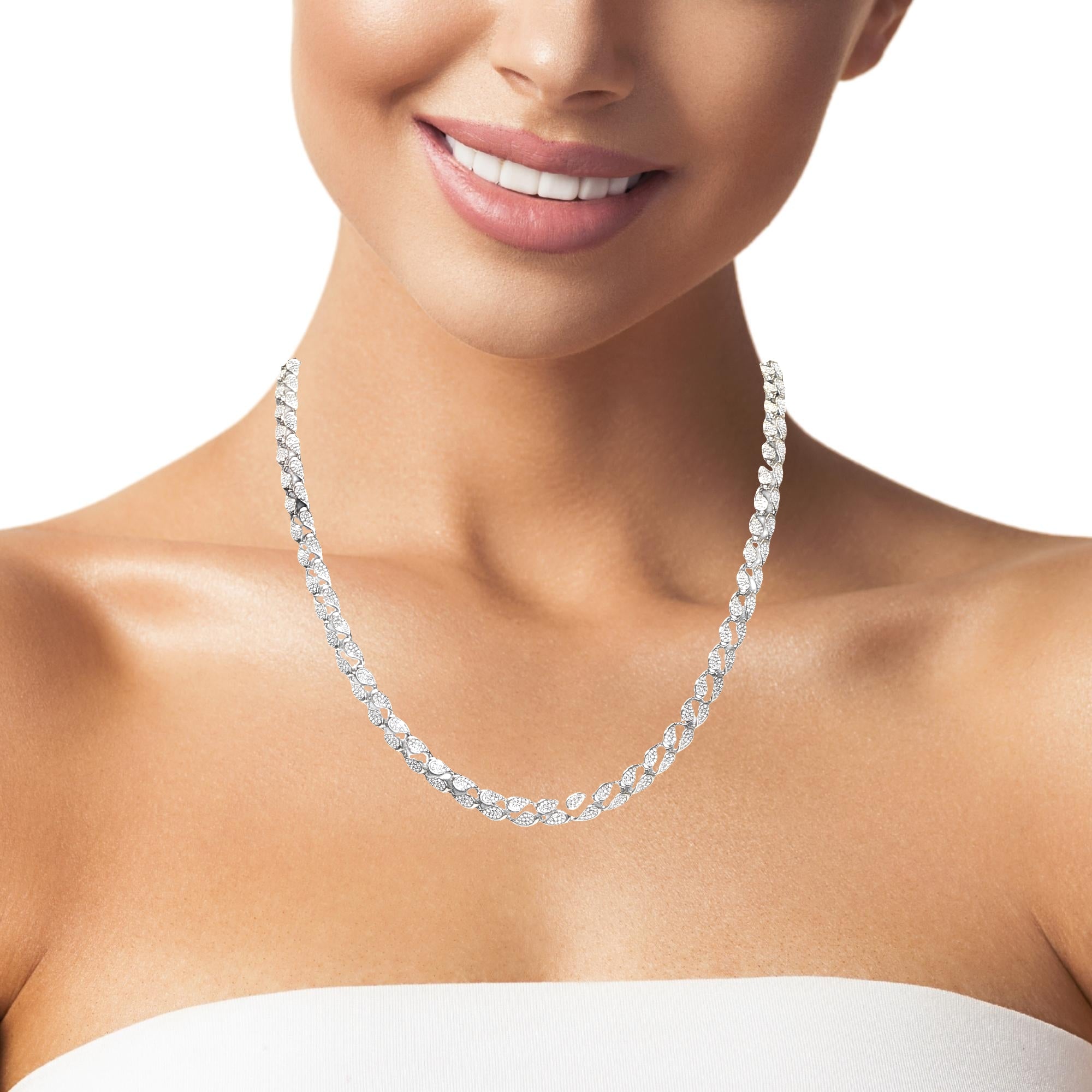 Sterling Silver Link Necklace – 7.7mm VVS Moissanite