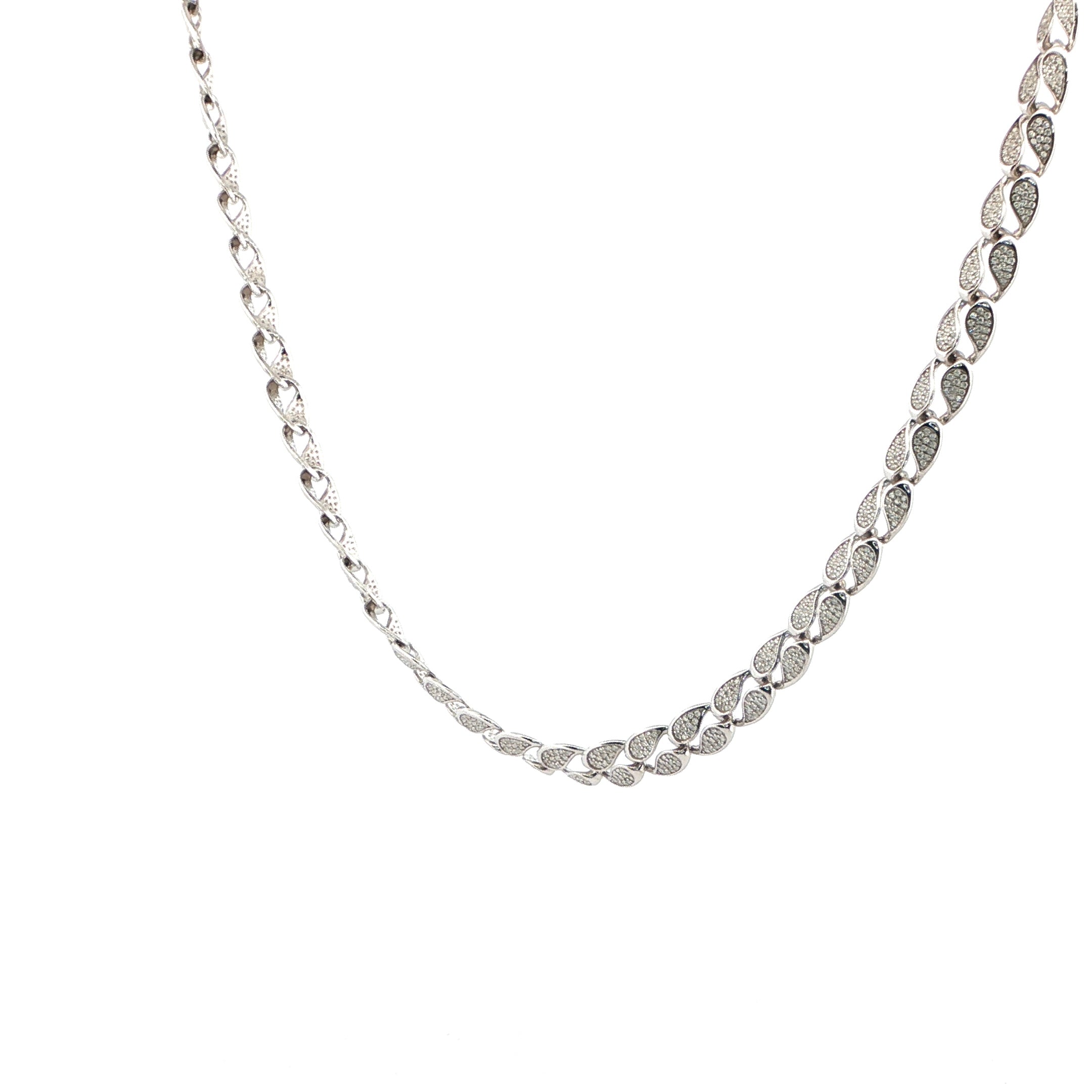 Sterling Silver Chain/Necklace with Unique New Design - 7.7mm, VVS Moissanite Stones, 5.54 Total Carats