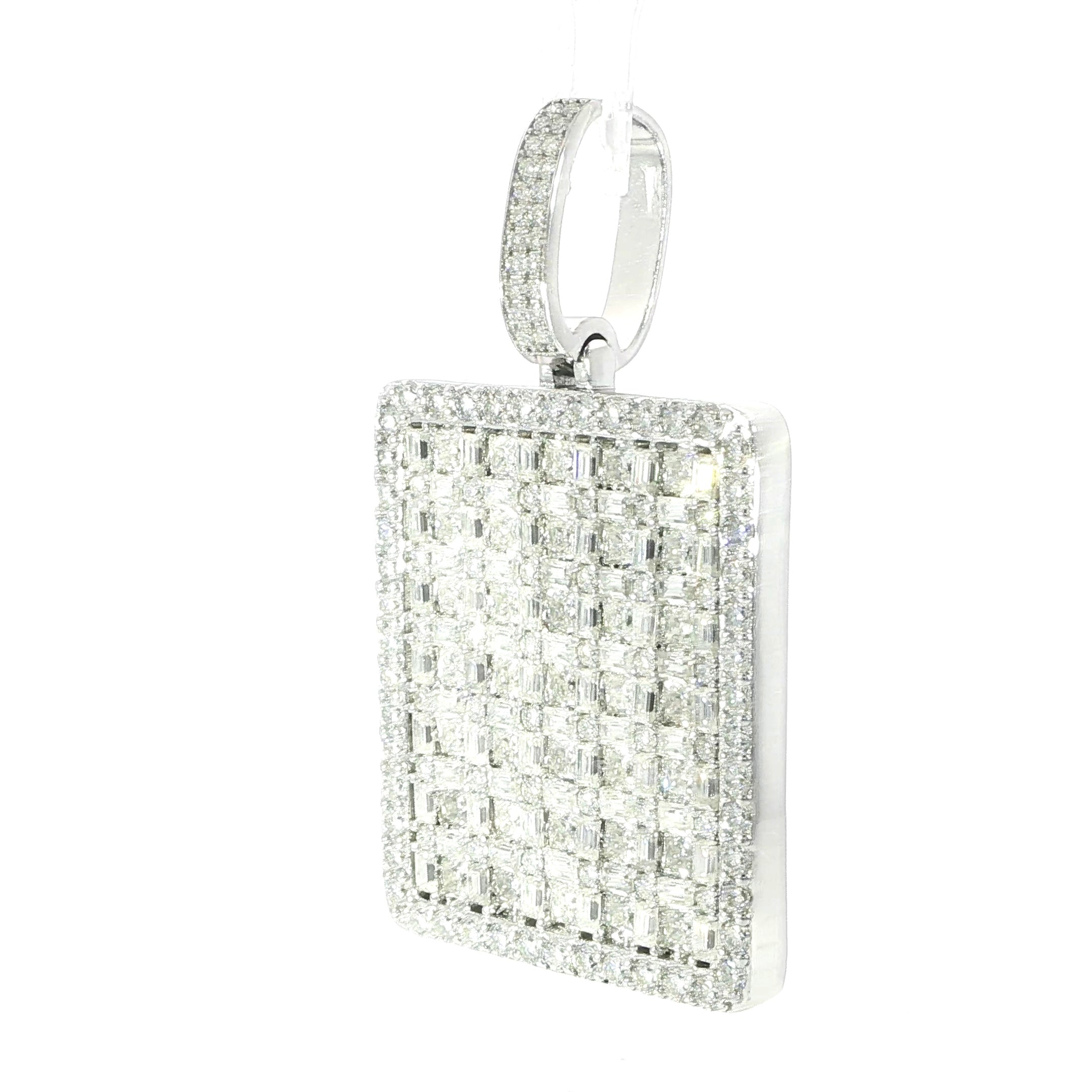 925 Sterling Silver Iced Rectangle Pendant with VVS Moissanite - 24.67ctw