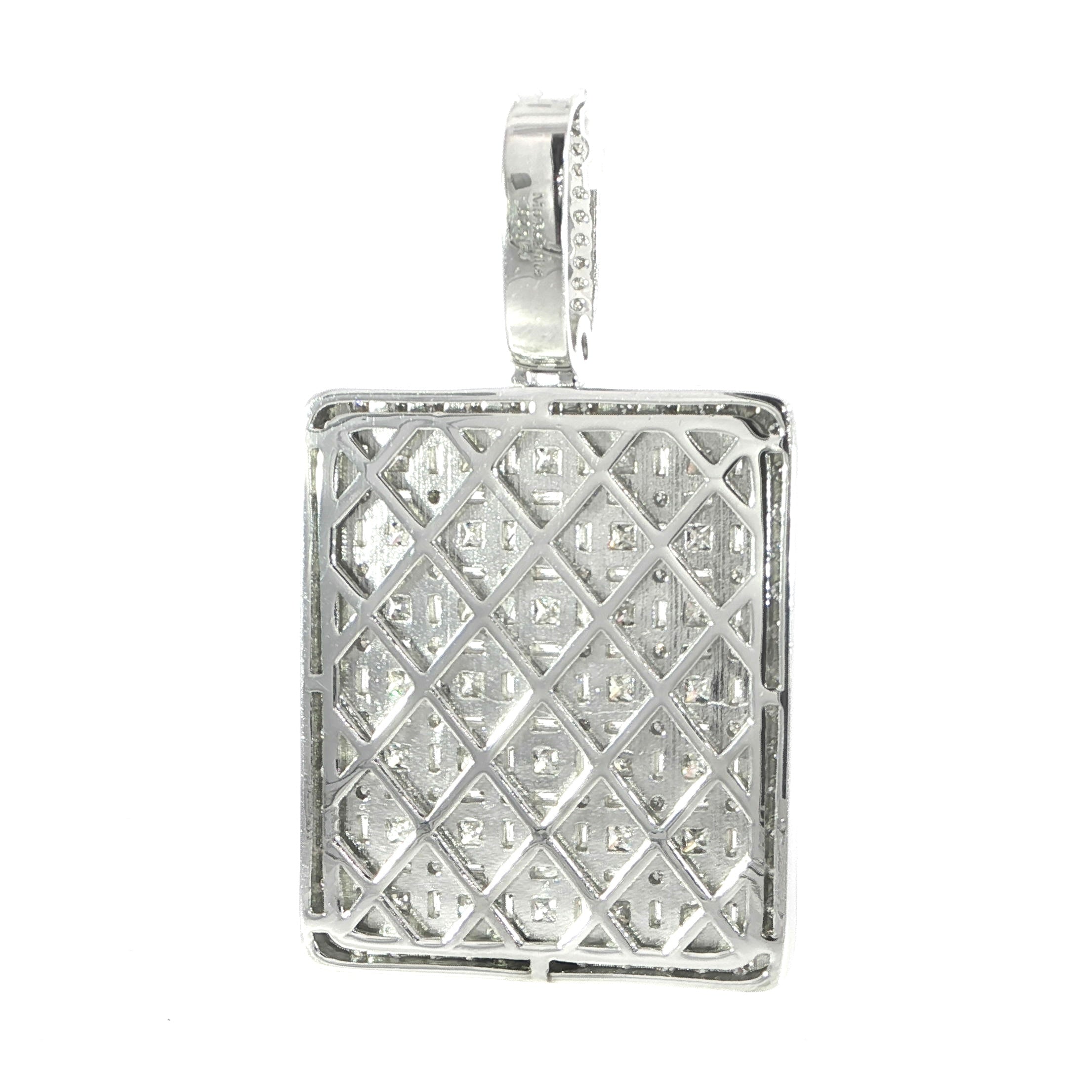 925 Sterling Silver Iced Rectangle Pendant with VVS Moissanite - 24.67ctw