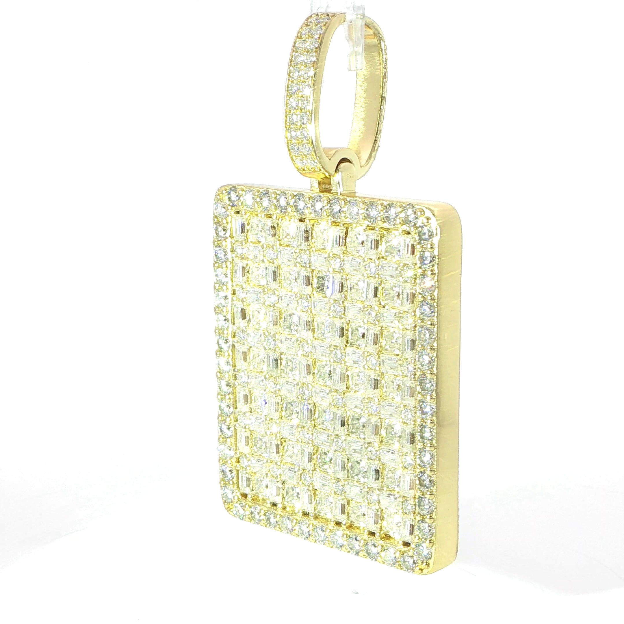 925 Sterling Silver Iced Rectangle Pendant with VVS Moissanite - 24.67ctw