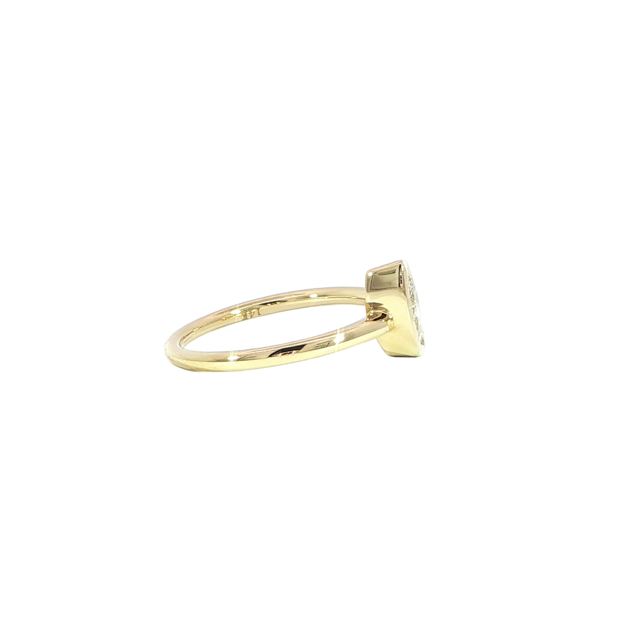 14K Gold Marquise Diamond Bezel Ring - 0.73ctw