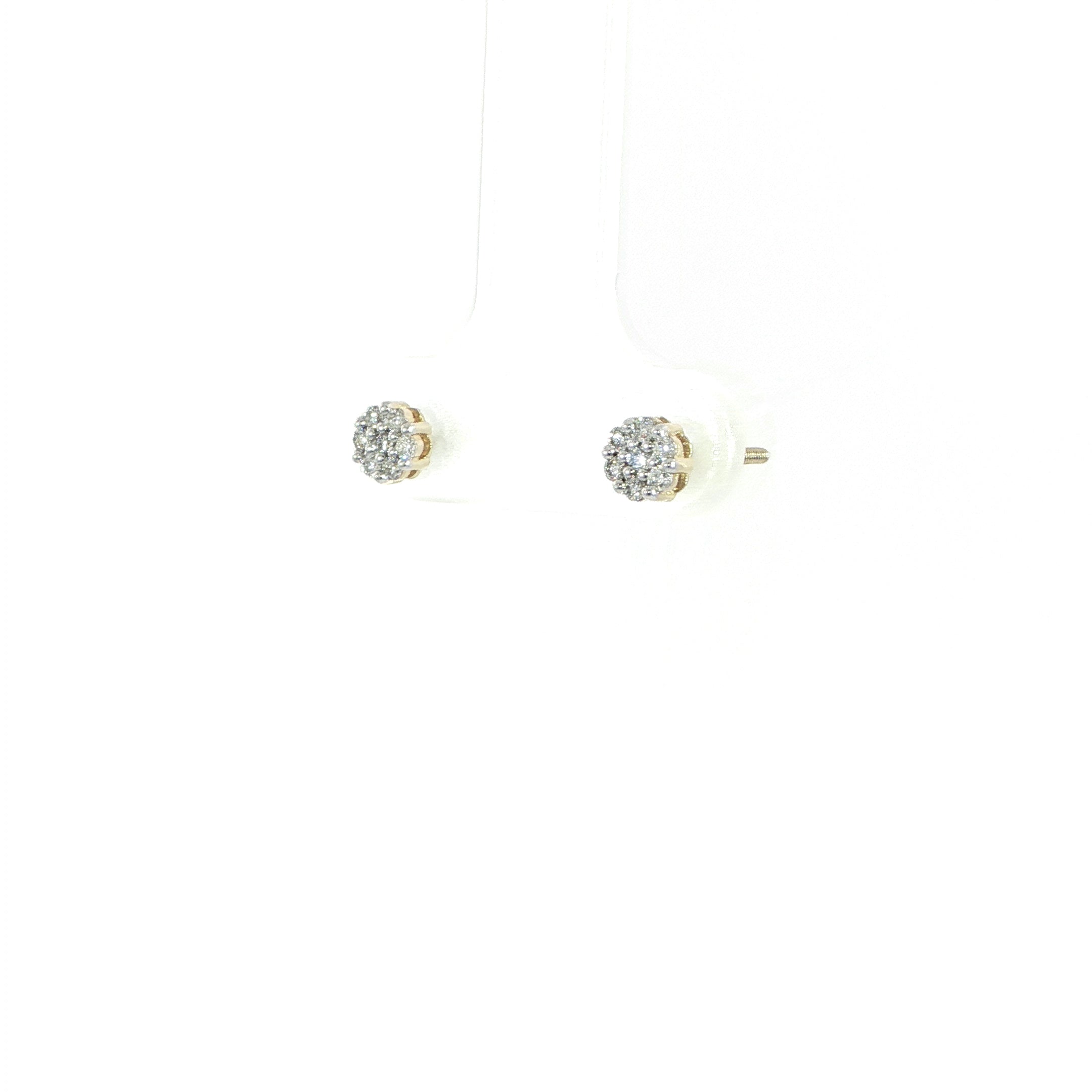 Fine jewelry natural diamond cluster stud earrings in 14K yellow gold