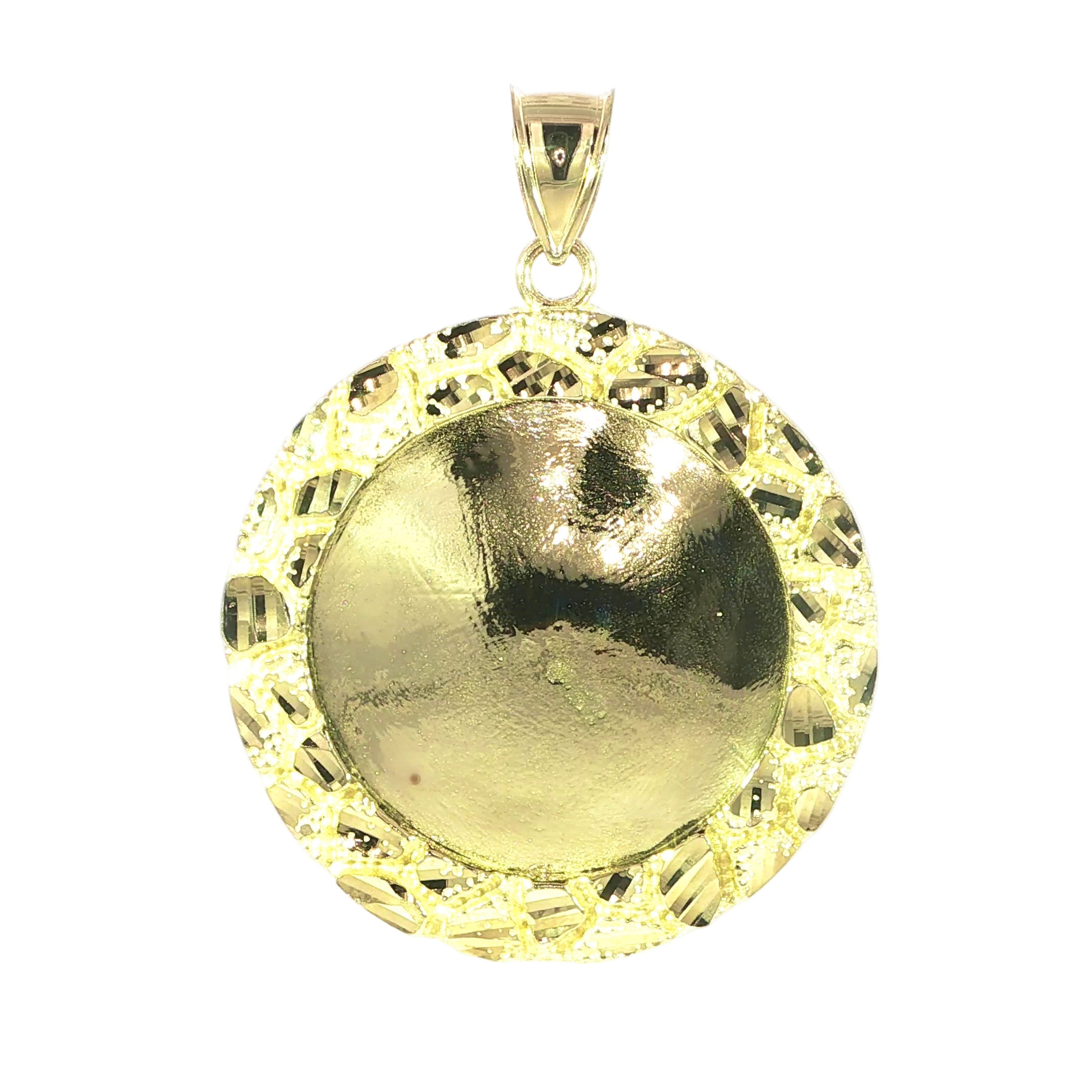 10K Gold Nugget-Style Picture Frame Pendant