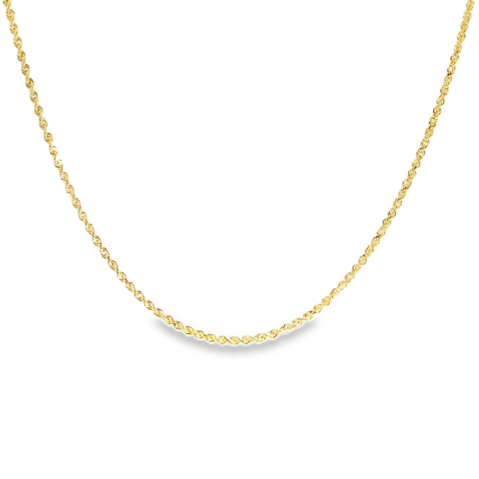 14K Yellow Gold Solid Diamond-Cut Rope Chain 2.2MM